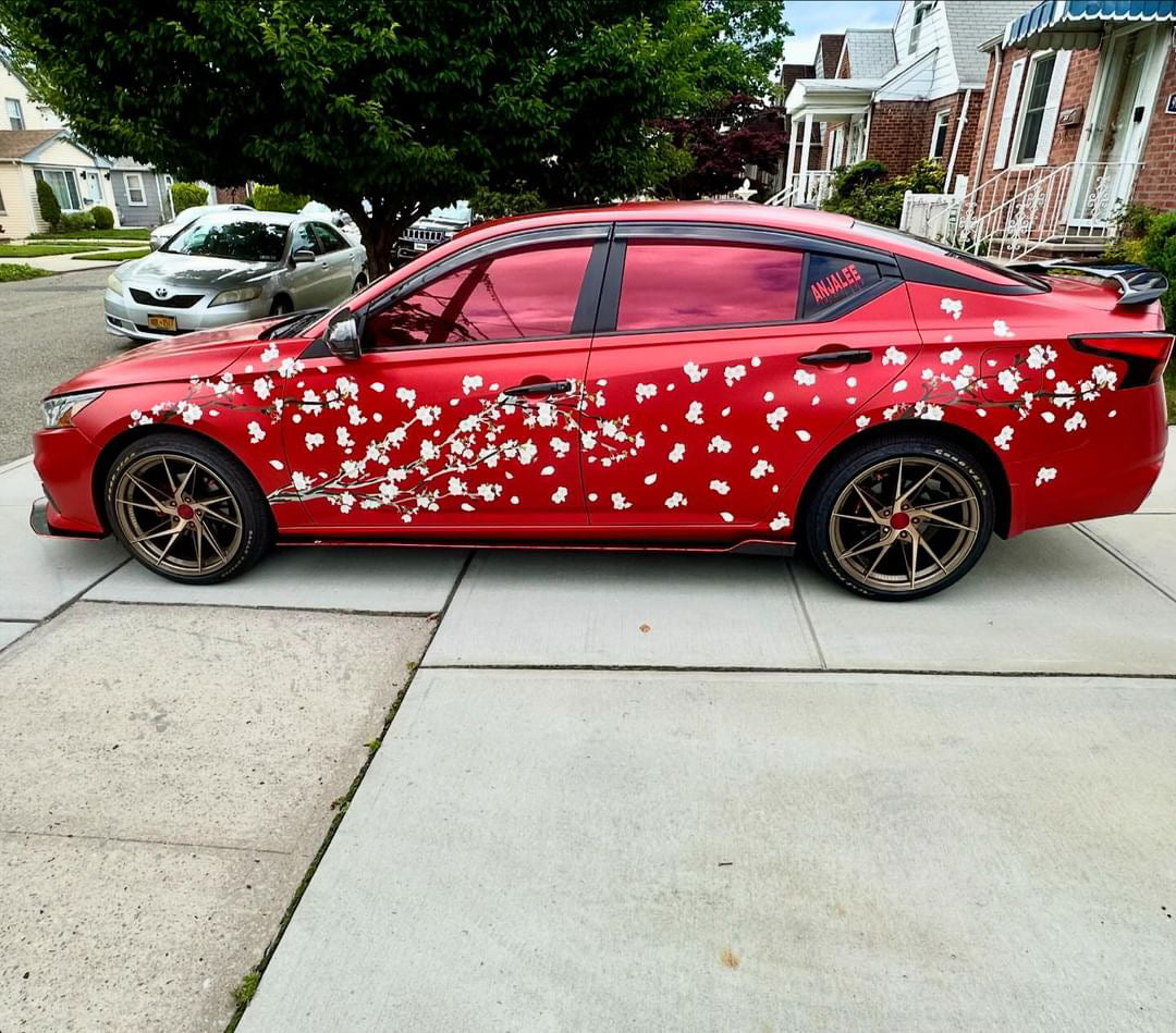Stylish gold window tint on a car, showcasing enhanced privacy and UV protection for an automotive fashion statement.