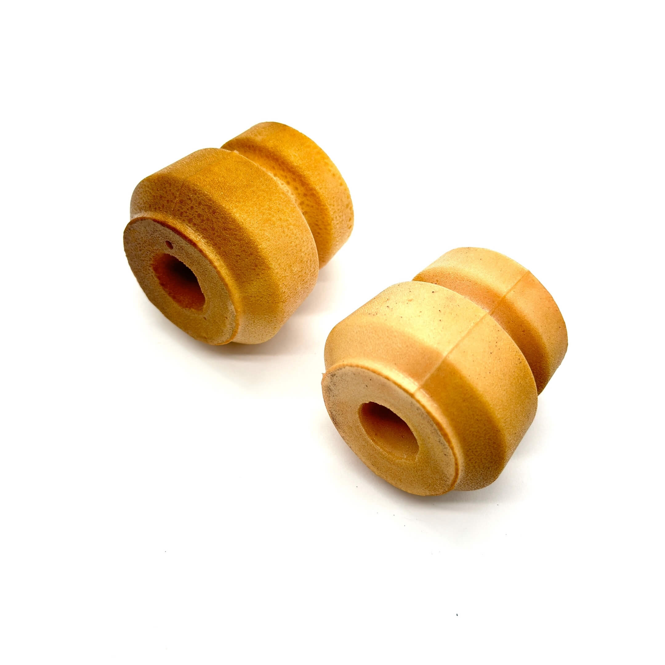Front strut bump stops for Daihatsu Hijet S200P and S210P models (1999-2007), designed to improve suspension performance and enhance ride comfort in Japanese mini trucks.
