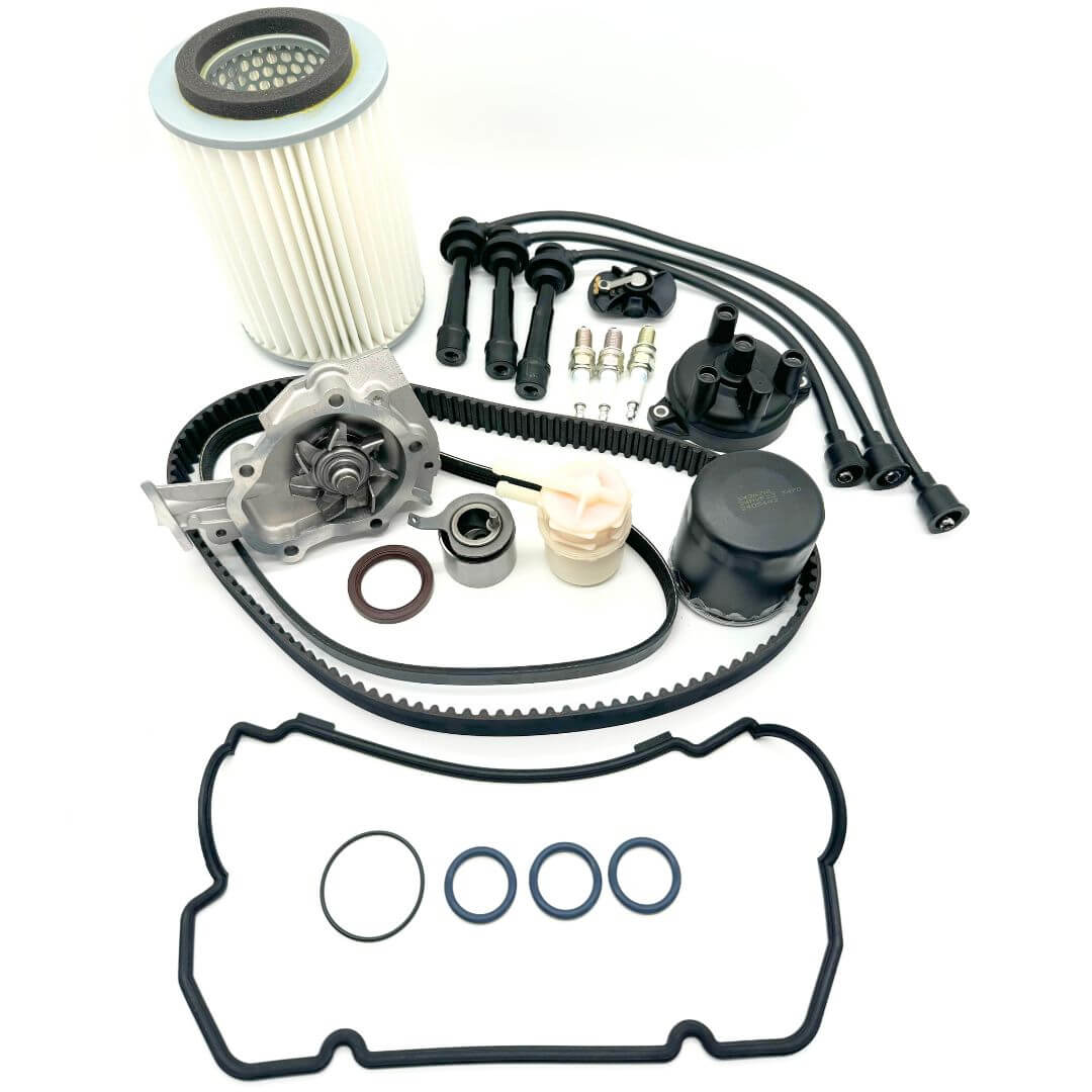 Complete timing belt kit for Suzuki Carry Truck DC51T, DD51T (1991–1998) with F6A engine, includes belt, water pump, gaskets, filters, and seals