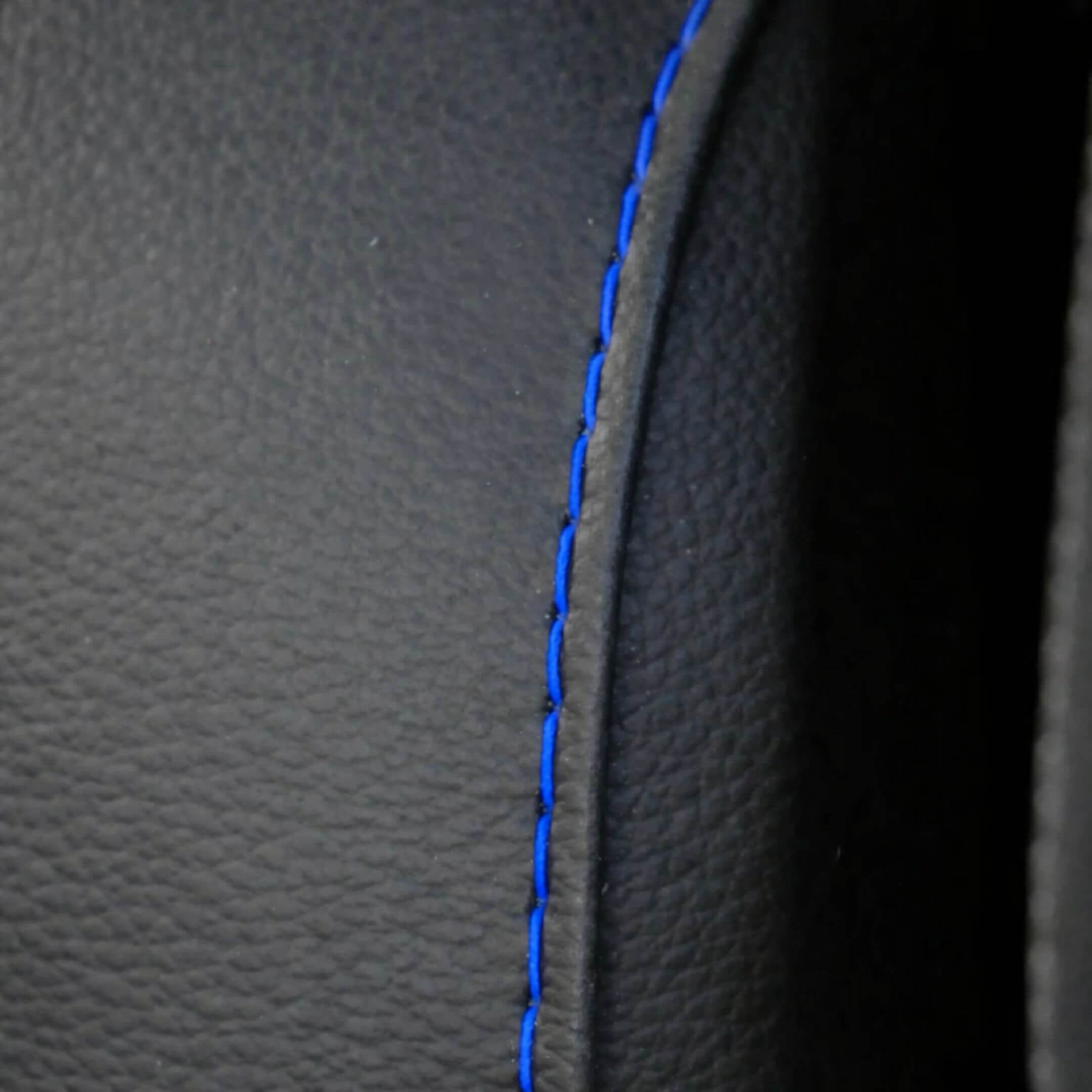 Honda Acty Seat Covers featuring black material with blue stitching for HA3, HA4 models from 1990-1999.