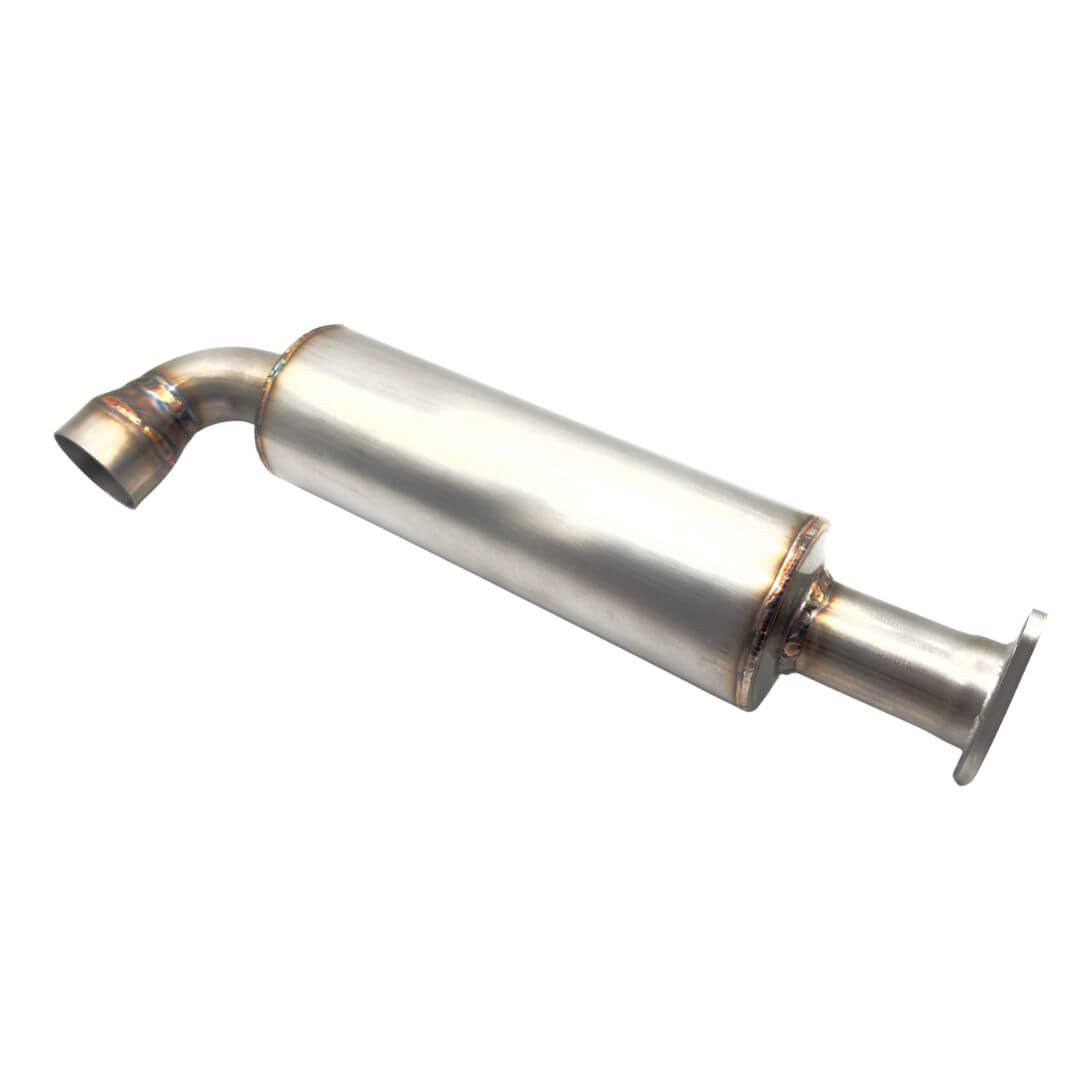 Oiwa Growler Exhaust for Subaru Sambar Truck KS3, KS4 (1990-1998) features a sleek, stainless steel design for behind-the-bumper installation.