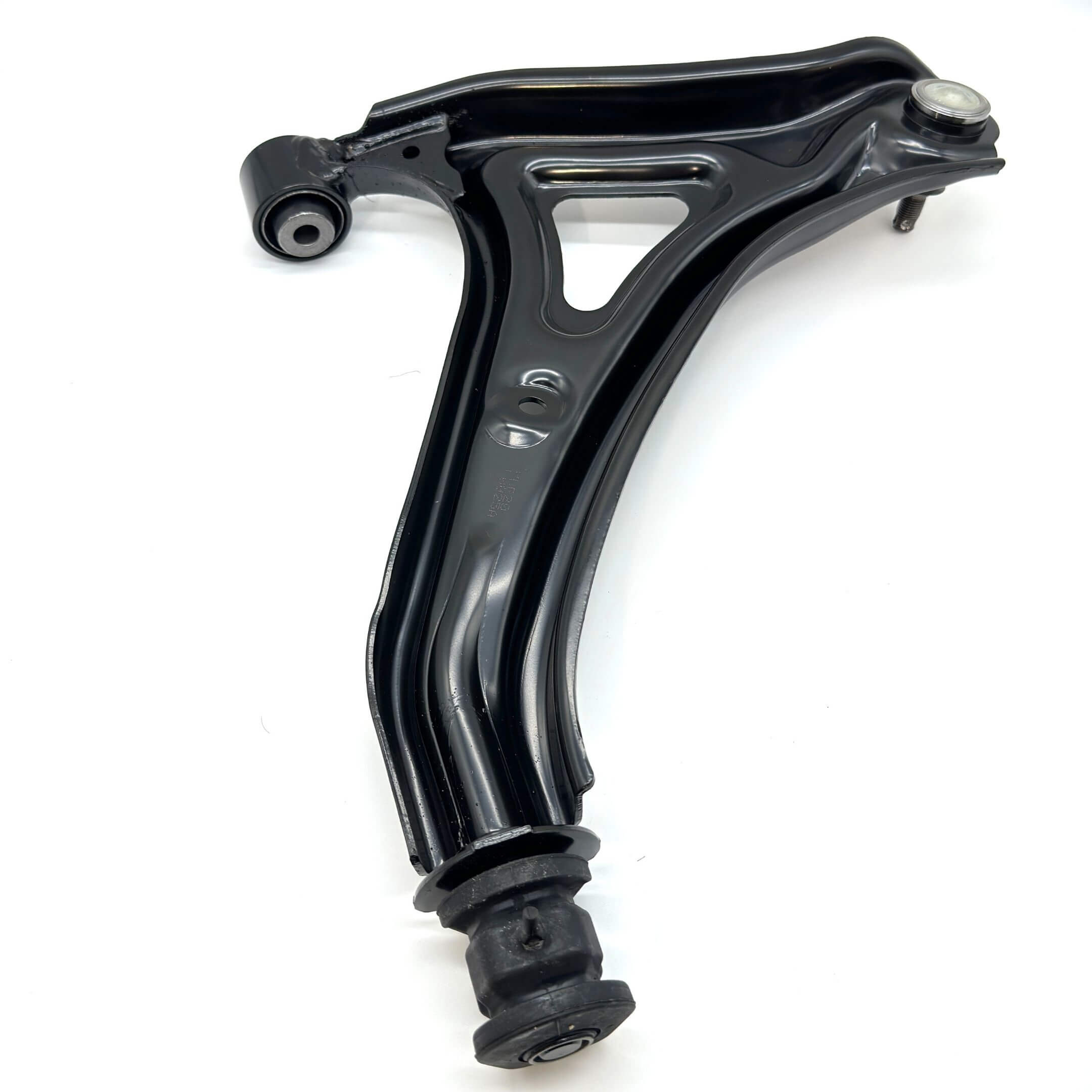 Black lower control arm for passenger side, compatible with Honda Acty Van HH5, HH6 models from 1999-2009.