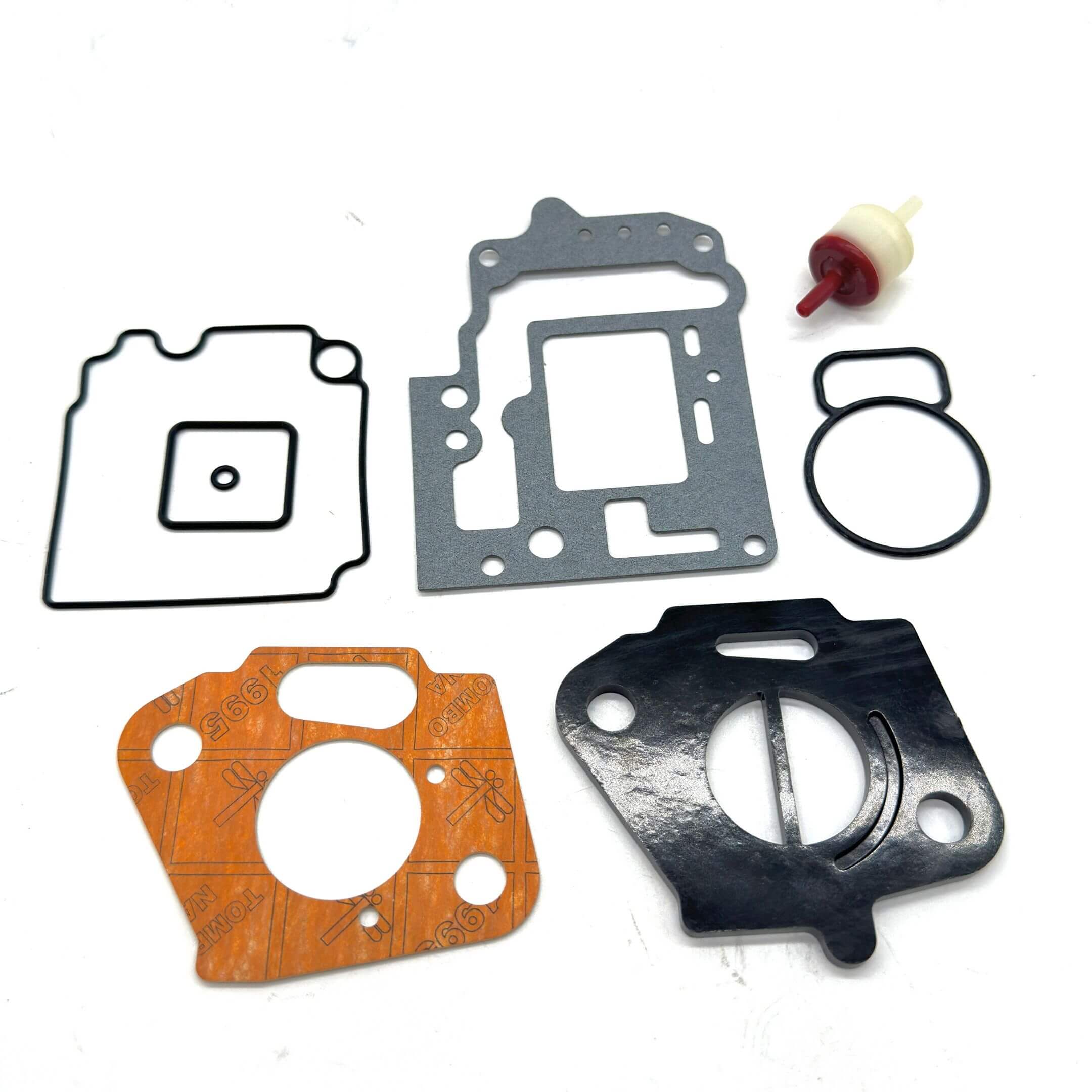 8-piece Carburetor Gasket Rebuild Kit for Subaru Sambar Van KV3, KV4 Models - Complete with gaskets, insulator, and vacuum delay valve assembly