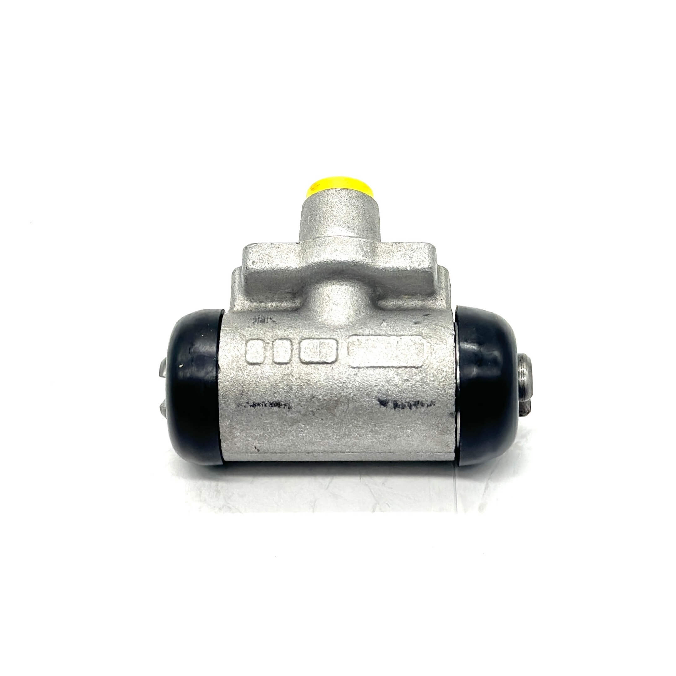 Rear Brake Drum Wheel Cylinder for Subaru Sambar Van KV3, KV4 Models 1990-1998, featuring a silver body with black ends and a yellow cap.