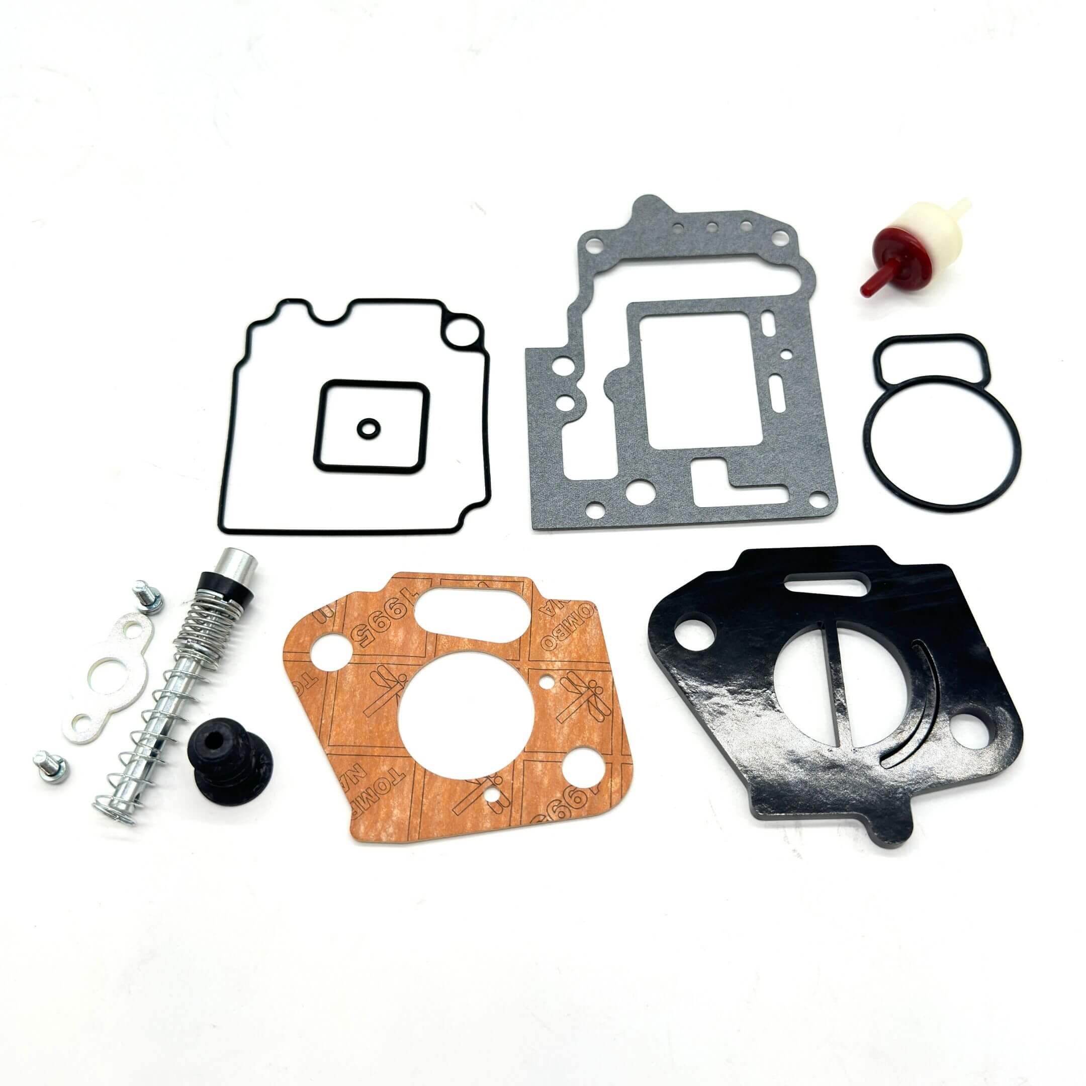 13-Piece Carburetor Gasket Rebuild Kit for Subaru Sambar KV3, KV4 - Includes gaskets, insulator, vacuum delay valve, and accelerator pump rebuild kit for 1990-1998 models