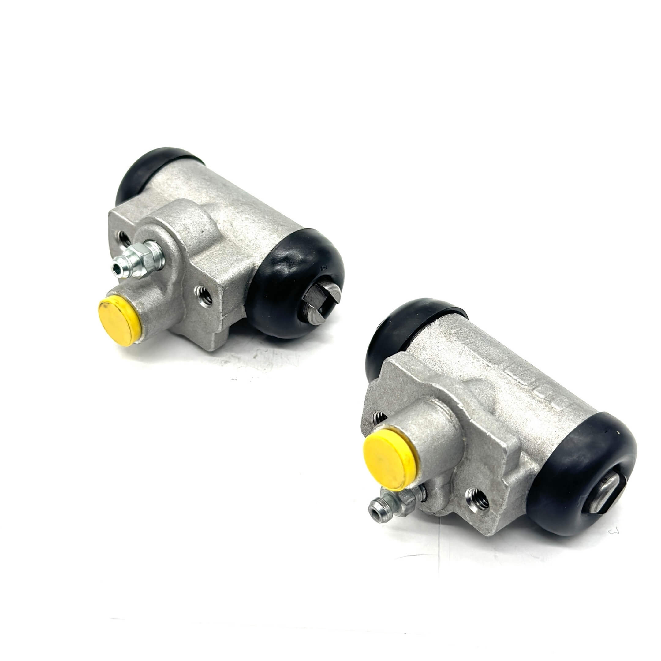 Rear Brake Drum Wheel Cylinder for Subaru Sambar Van KV3, KV4 Models 1990-1998, featuring a silver body with black and yellow accents.