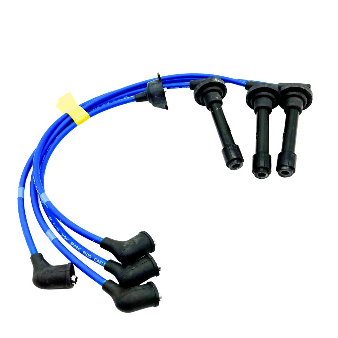 Honda Acty 1990-1999 HH3, HH4, HH3, HH4 High-Performance Spark Plug Wire Set, featuring vibrant blue wires with black boots and precision connectors for efficient electrical transmission