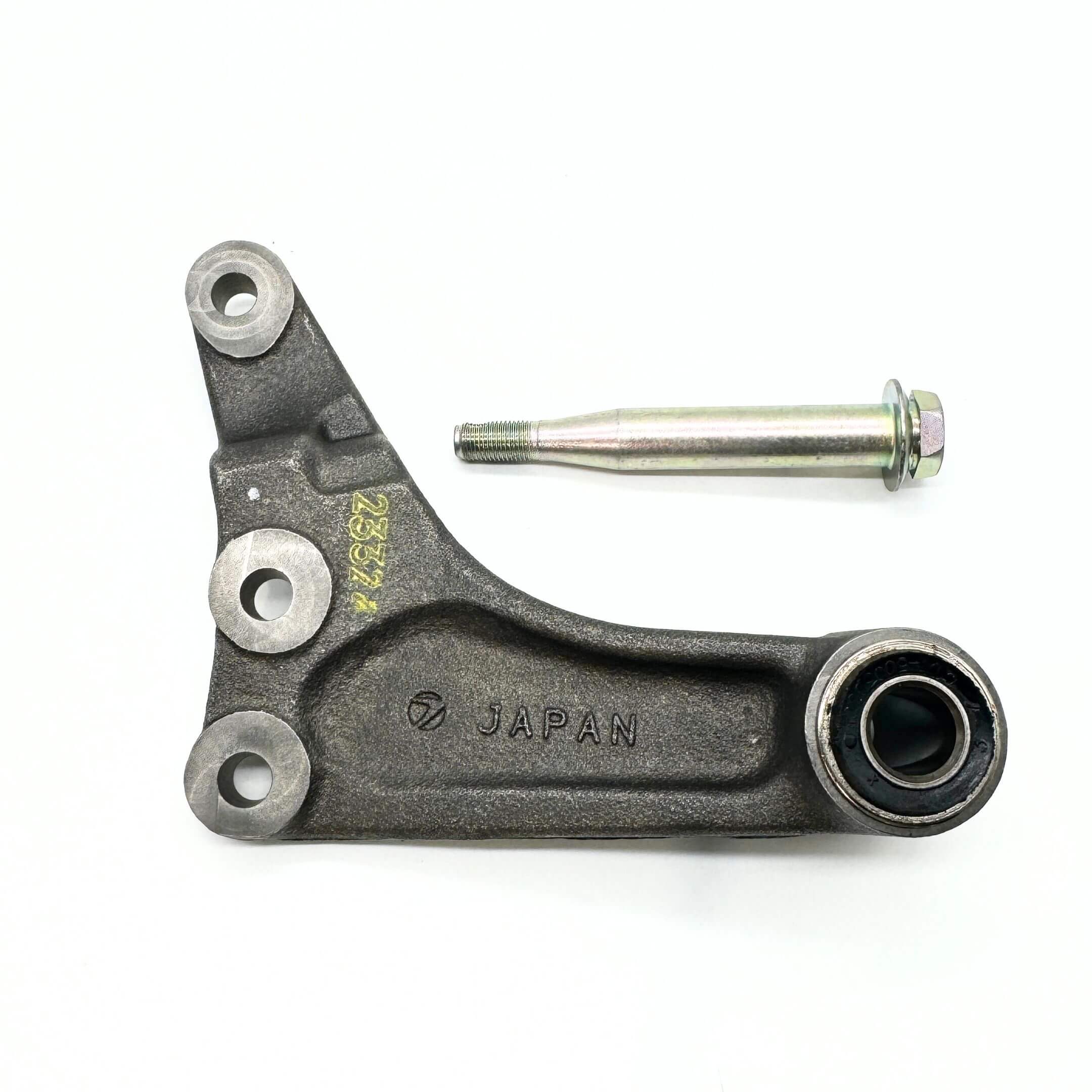 Side view of the center steering link pin for Subaru Sambar Truck KS3, KS4 (1990-1999), featuring the smooth, precision-machined metal with threaded end and hexagonal head.