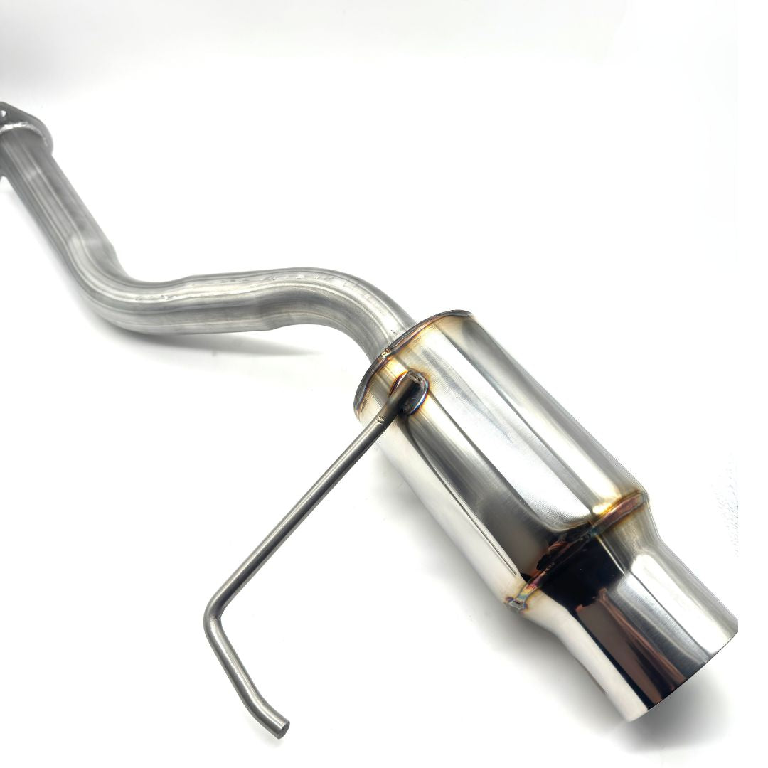 Rear angled perspective of Growler exhaust illustrating high-quality American construction designed specifically for Honda Acty trucks.