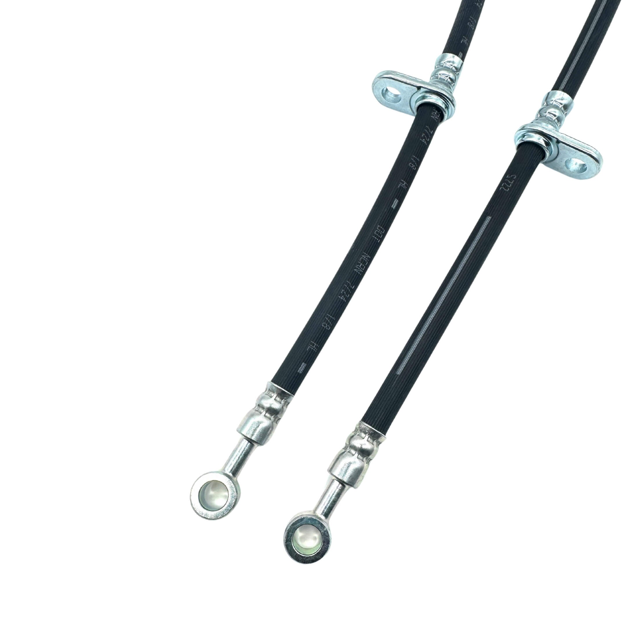 Brake Hose Set - Front for Honda Acty Truck HA8, HA9 Models (2009-2022), featuring durable black rubber construction with metal fittings.