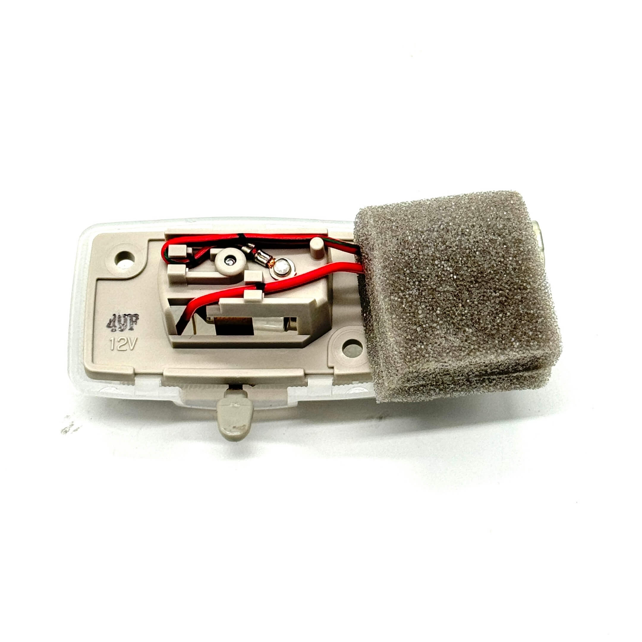 Rear view of the Subaru Dome Light Assembly revealing the wiring and 12V stamp.