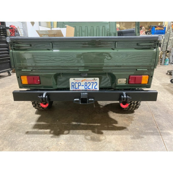 Daihatsu Hijet S110P rear bumper with tow bar, black, compatible with 1994-1998 Daihatsu Hijet Truck models.