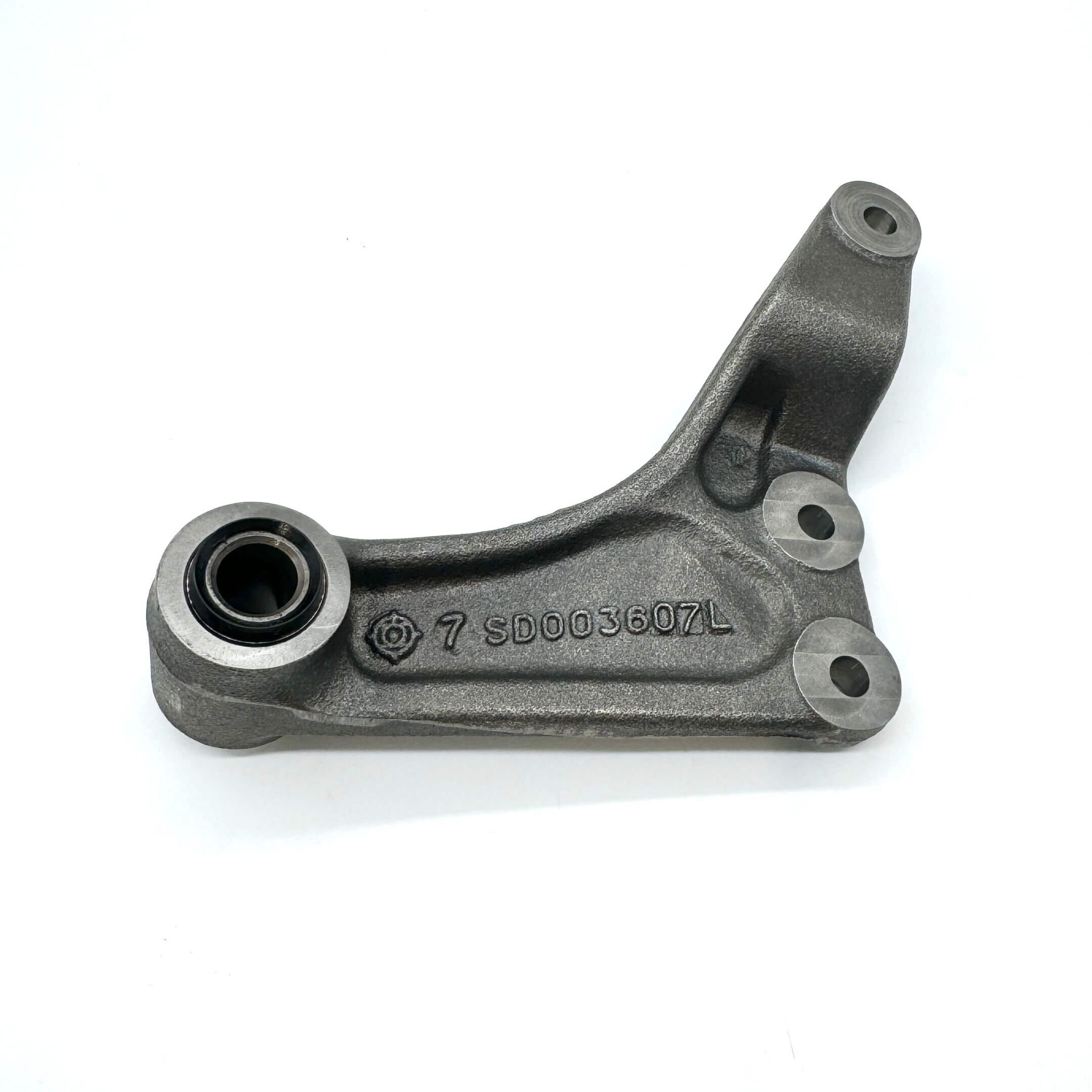 Backside view of the center steering link for Subaru Sambar Van KV3, KV4 (1990-1998), showing detailed casting marks and secure bearing housing