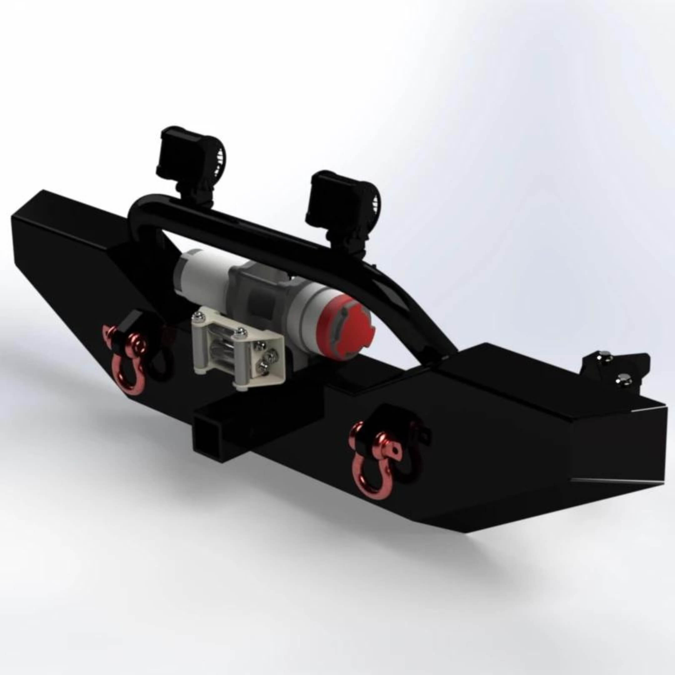 XPERT Series Armor Front Bumper with 2-inch receiver and optional winch mount, showcasing shackle mounts and bull bar for Subaru Sambar KV3, KV4 models, 1990-1998.