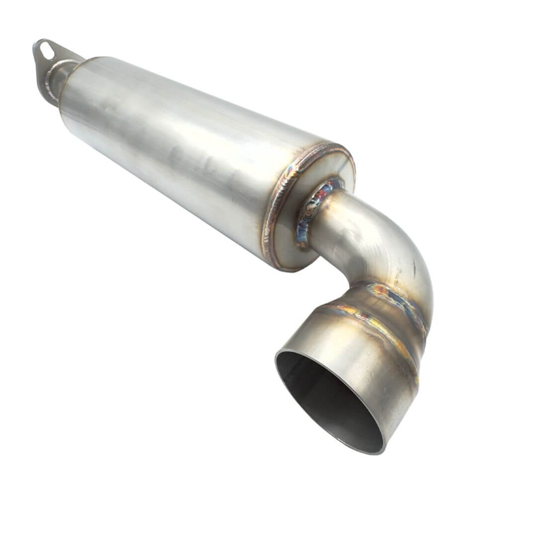 Oiwa Growler Exhaust for Subaru Sambar Truck TT1, TT2 models (1999-2012) featuring a sleek, metallic design with precision welding.