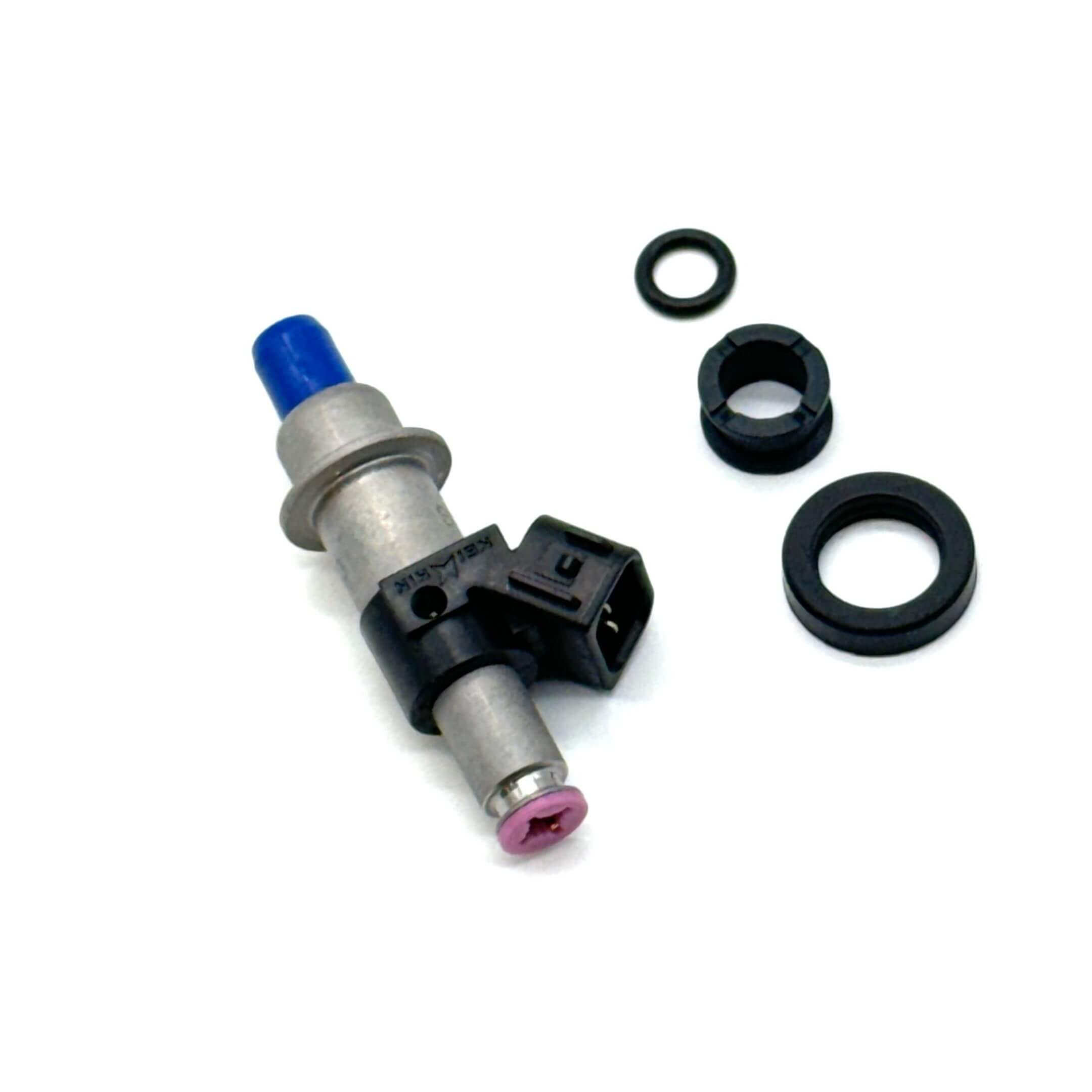 Fuel Injector for Honda Acty Van HH6 Model 1999-2009, featuring a silver body with blue and black components.