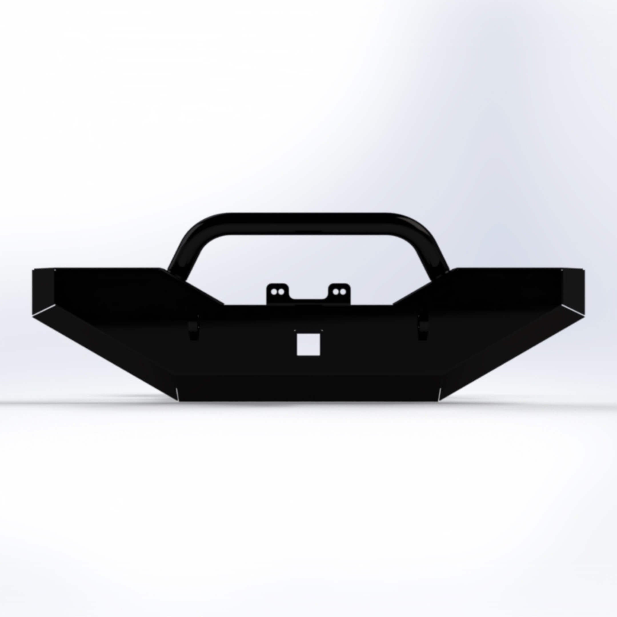 Front view of XPERT Series Armor Front Bumper with 2-inch receiver and bull bar, designed for Subaru Sambar KV3, KV4 models, 1990-1998.
