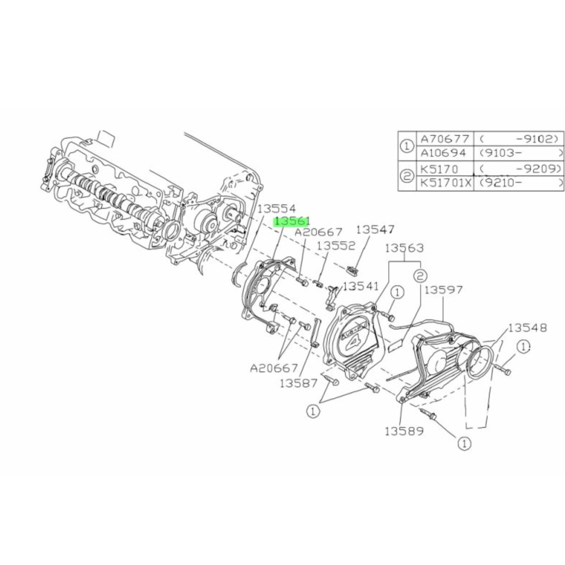 Detailed view of Subaru Sambar Timing Belt Cover - Engine Protection for KV3, KV4, and KV Series EN07 Engines, showing durable plastic construction and mounting points.