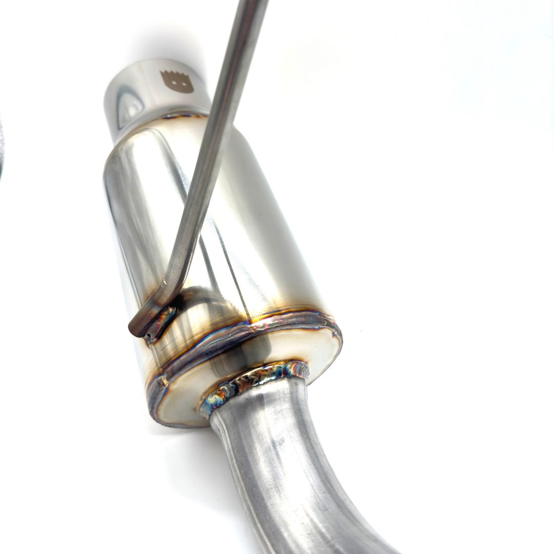 Side-angle showcasing the sleek design and Oiwa ghost laser-etched emblem on the Growler stainless steel exhaust tip.