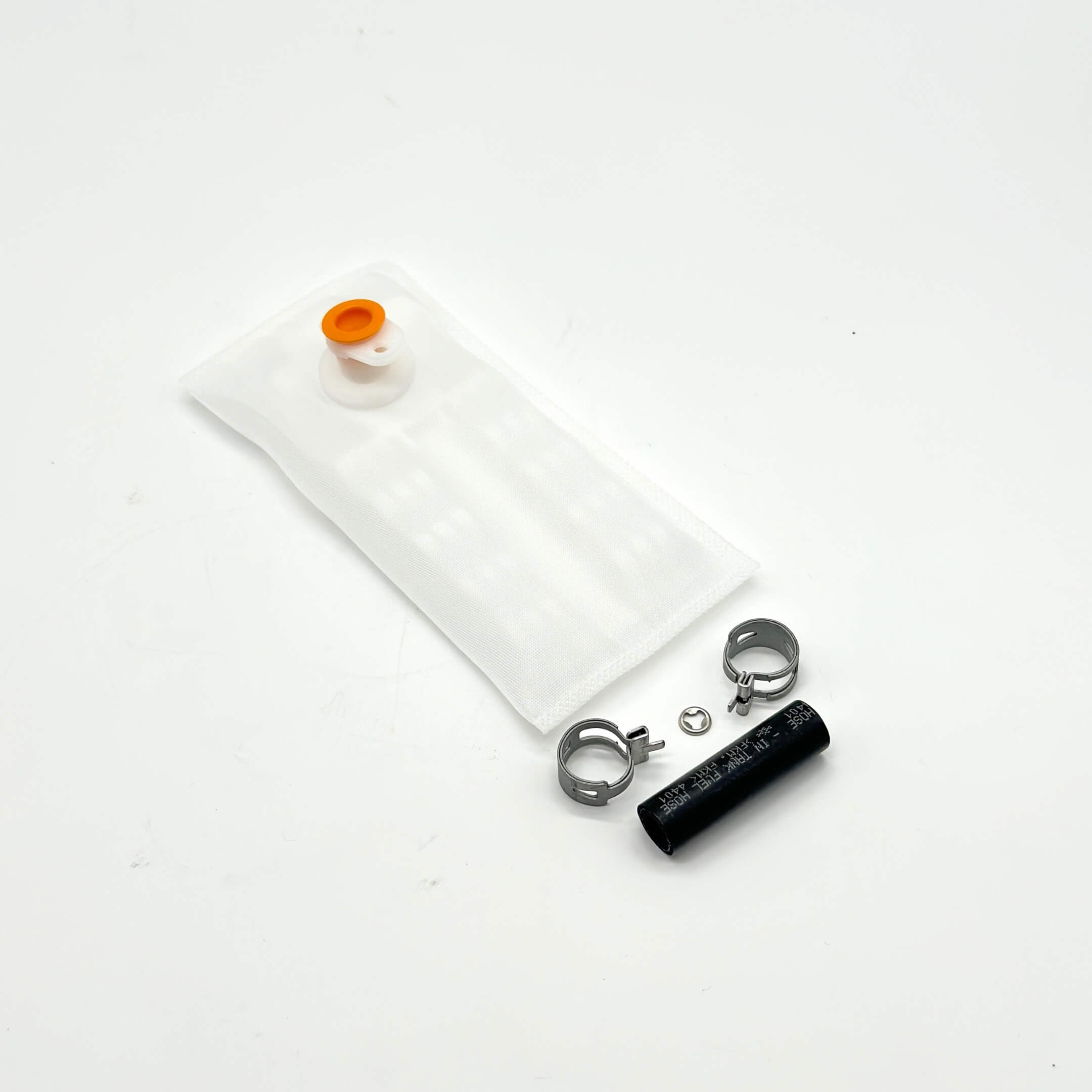 Genuine Honda fuel pump kit for Honda Acty Truck HA8, HA9 models (2009-2022) featuring a white filter bag, black hose, and metal clamps.