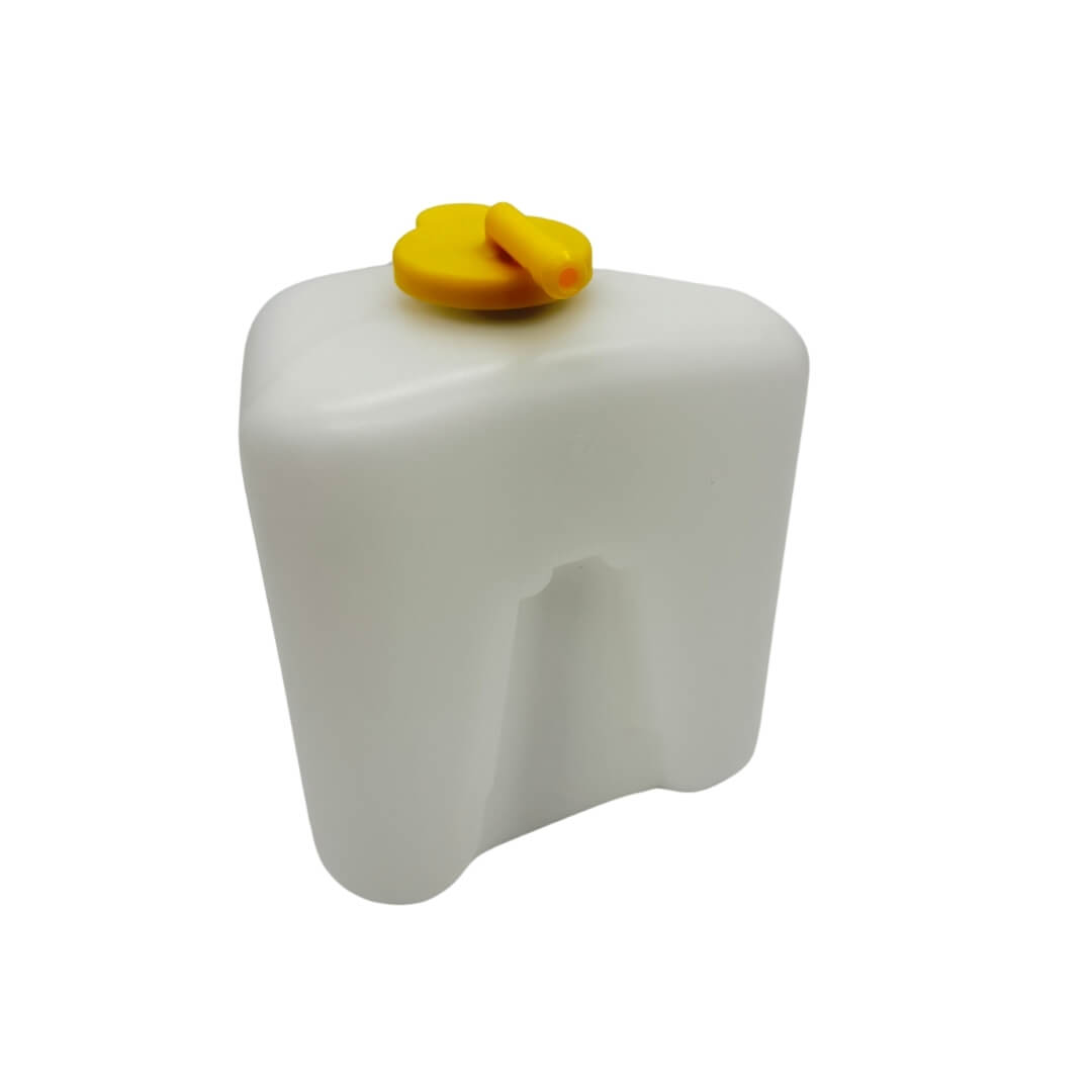 Angle view of high-quality coolant reserve tank designed for Subaru Sambar KS3, KS4 1990-1998, ensuring optimal engine temperature, sold by Oiwa Garage.