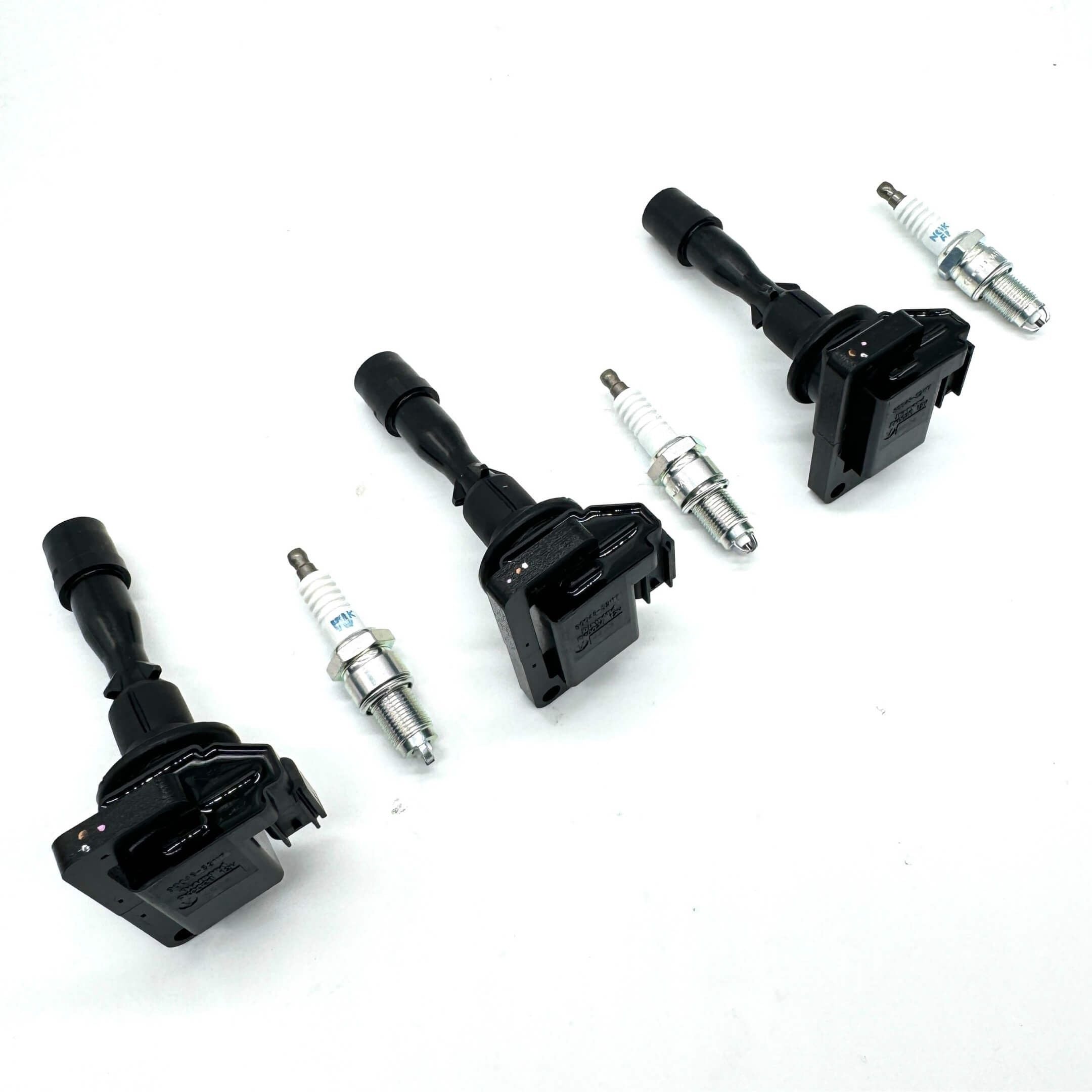 6 Piece Ignition Kit featuring spark plugs and ignition coils for Daihatsu Hijet S100, S110, 120, S130 models, compatible with EFGS and EFZS DOHC engines from 01/1997 to 01/1999.