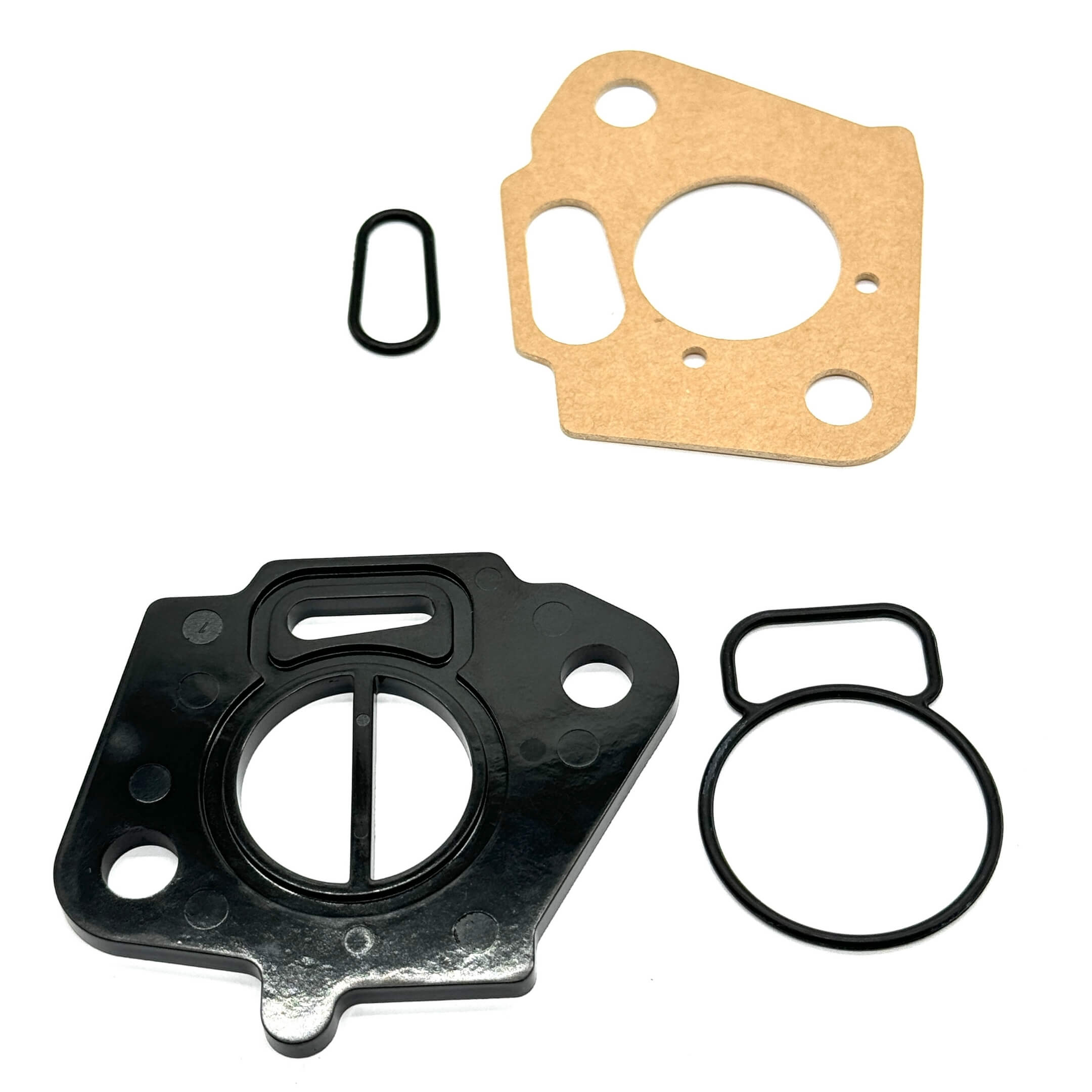 Carburetor Gasket Rebuild Kit for Subaru Sambar KV3 KV4 - Includes 4 essential components: Carburetor Gasket No. 2, Carburetor Gasket No. 3, intake manifold gasket, and plastic insulator for precise sealing.