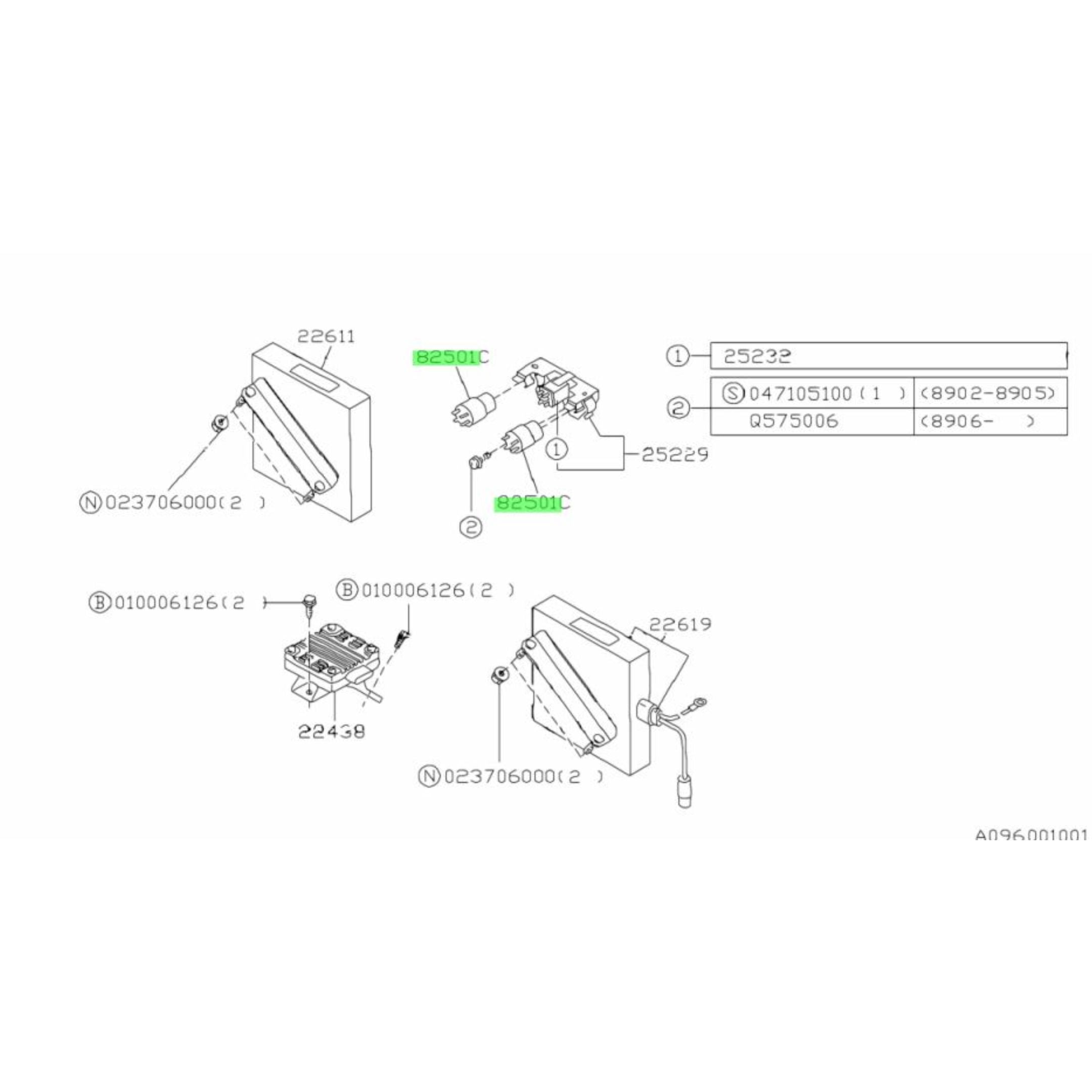 Schematic diagram showing placement of fuel pump relay in Subaru Sambar KS3, KS4.