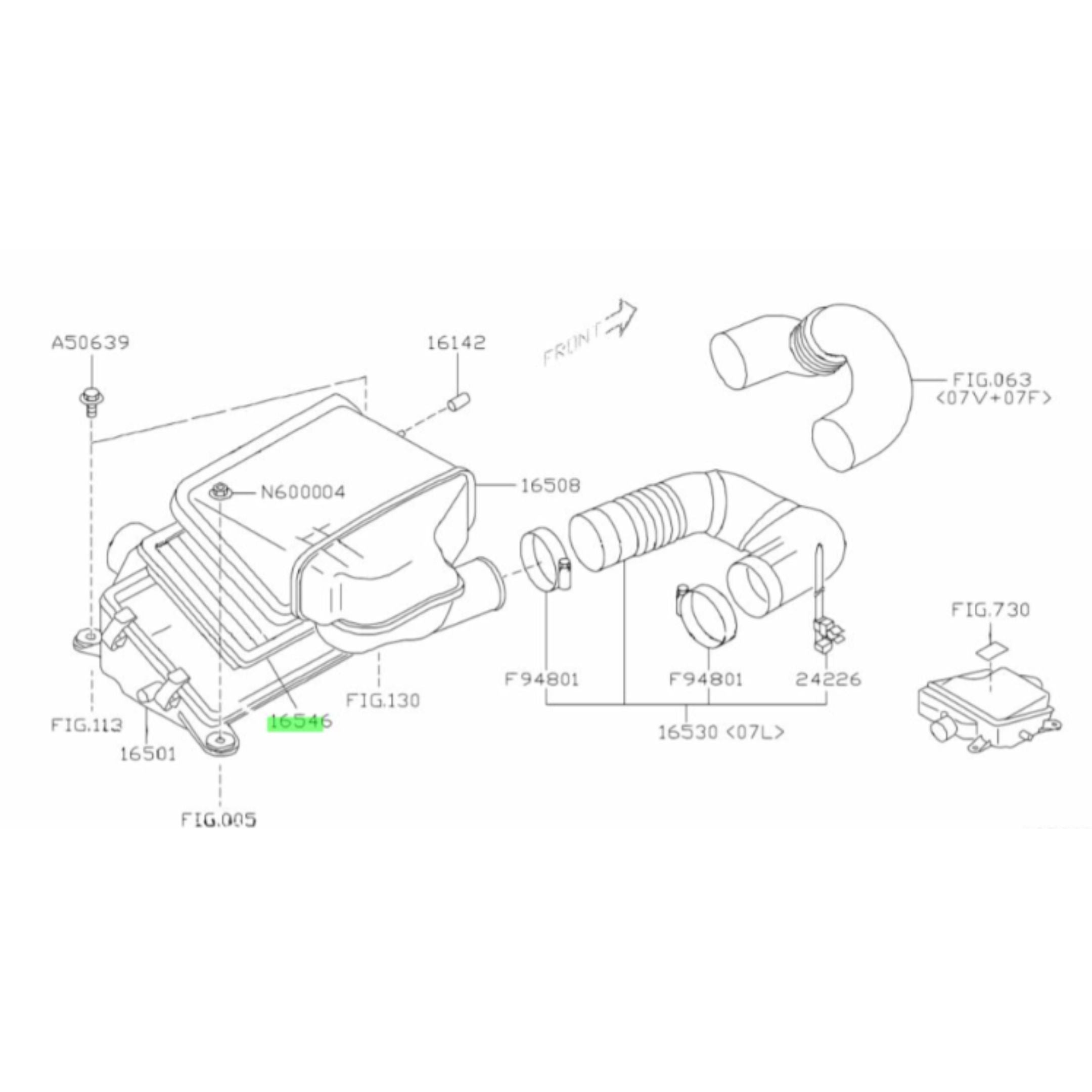 Technical diagram of a genuine air filter for Subaru Sambar Wagon TW1, TW2 models, 1999-2012, showcasing detailed parts and connections.
