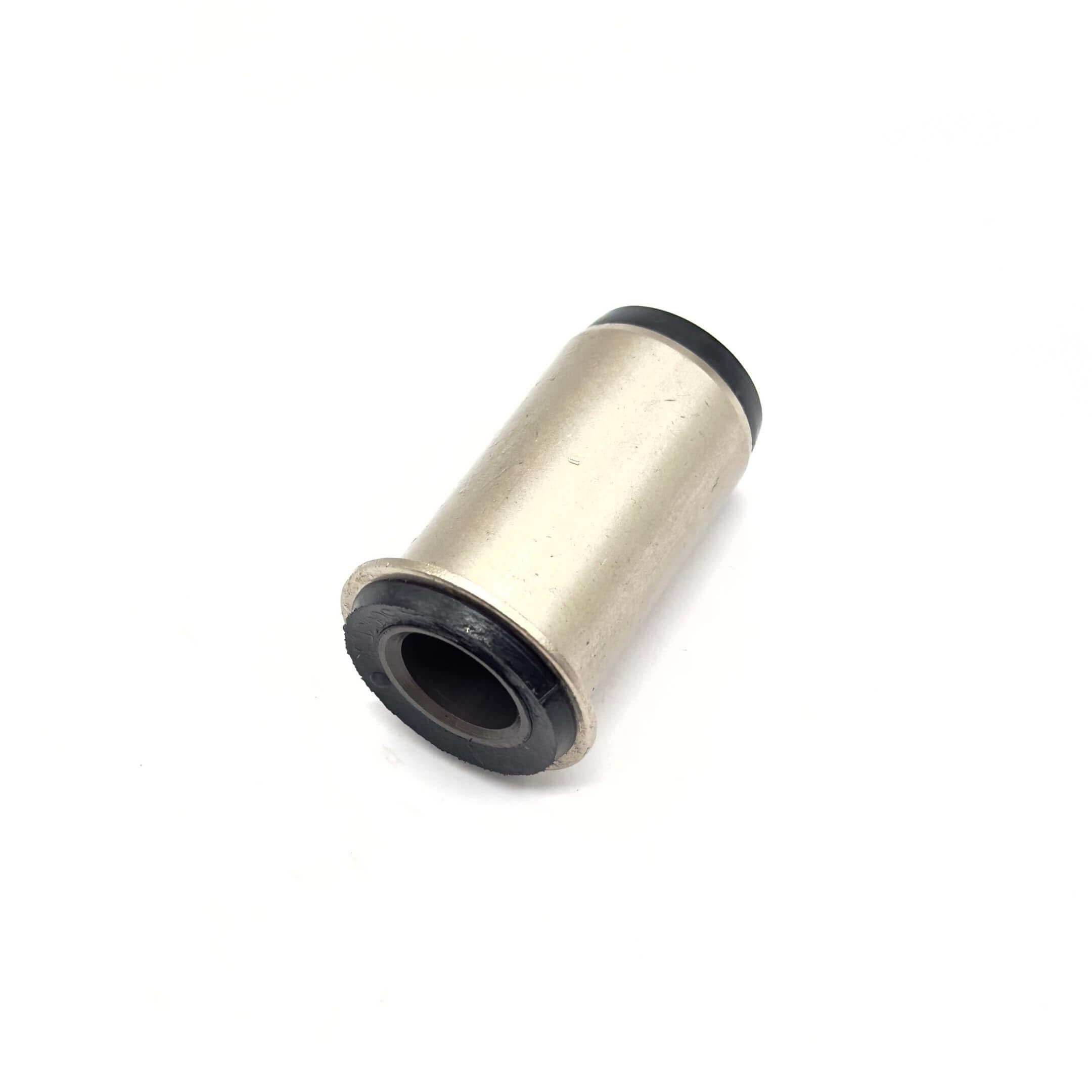 Center Steering Link Bushing for Subaru Sambar Wagon TW1, TW2 Models (1999-2012), featuring a metallic cylindrical design with black rubber ends.