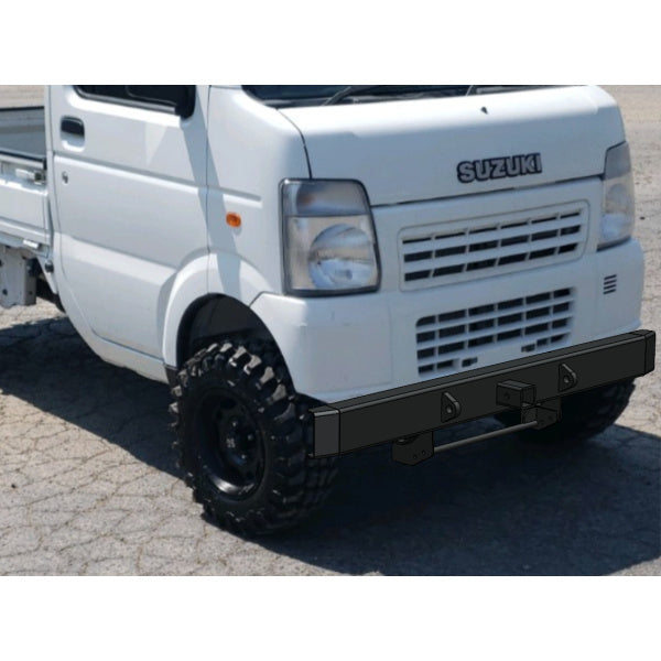 Suzuki Carry Front Bumper, black track bumper with 2” receiver, designed for DA63T models from 2002-2012.