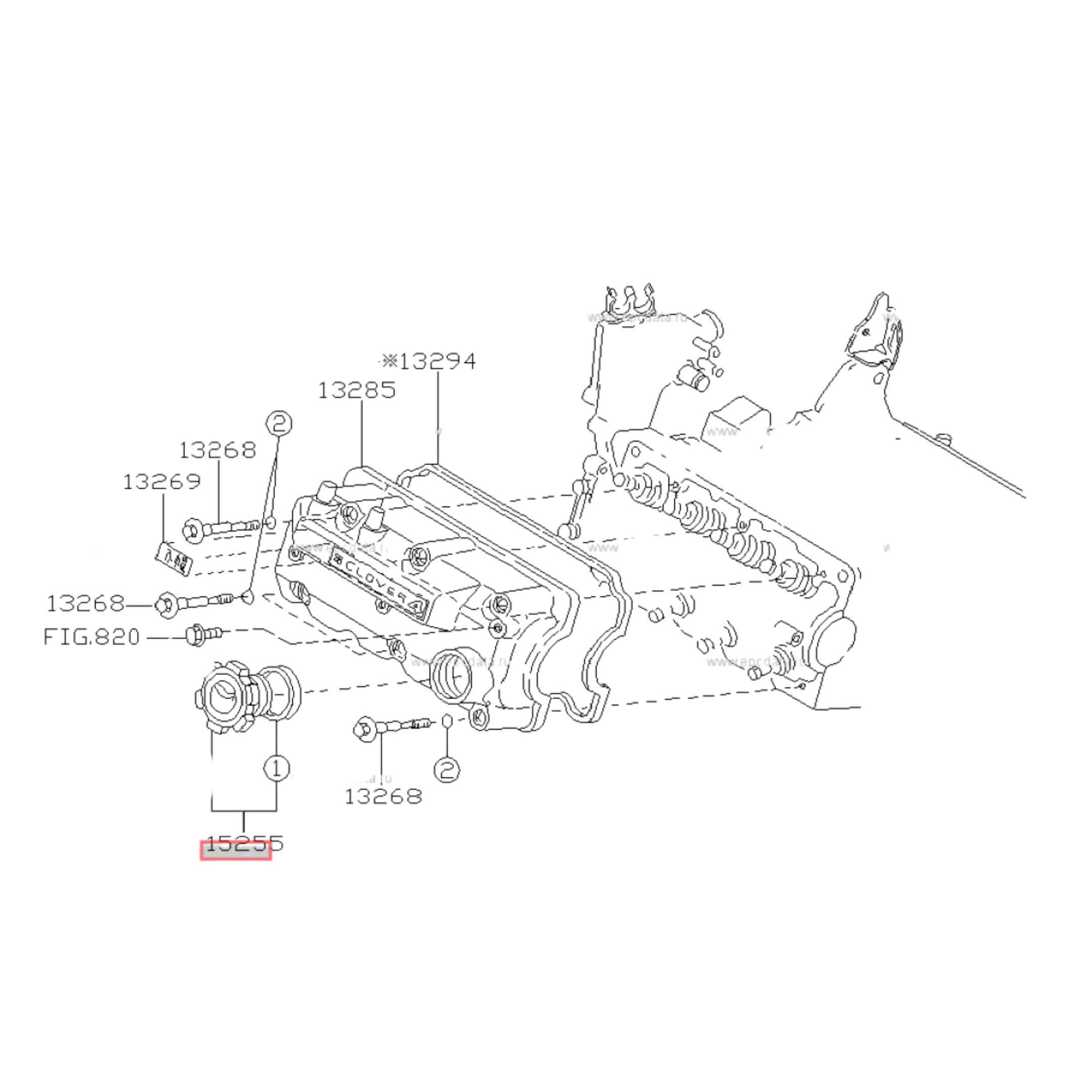 Technical diagram of the engine oil cap for Subaru Sambar Van TV1, TV2 models (1999-2012), showcasing detailed parts and assembly.