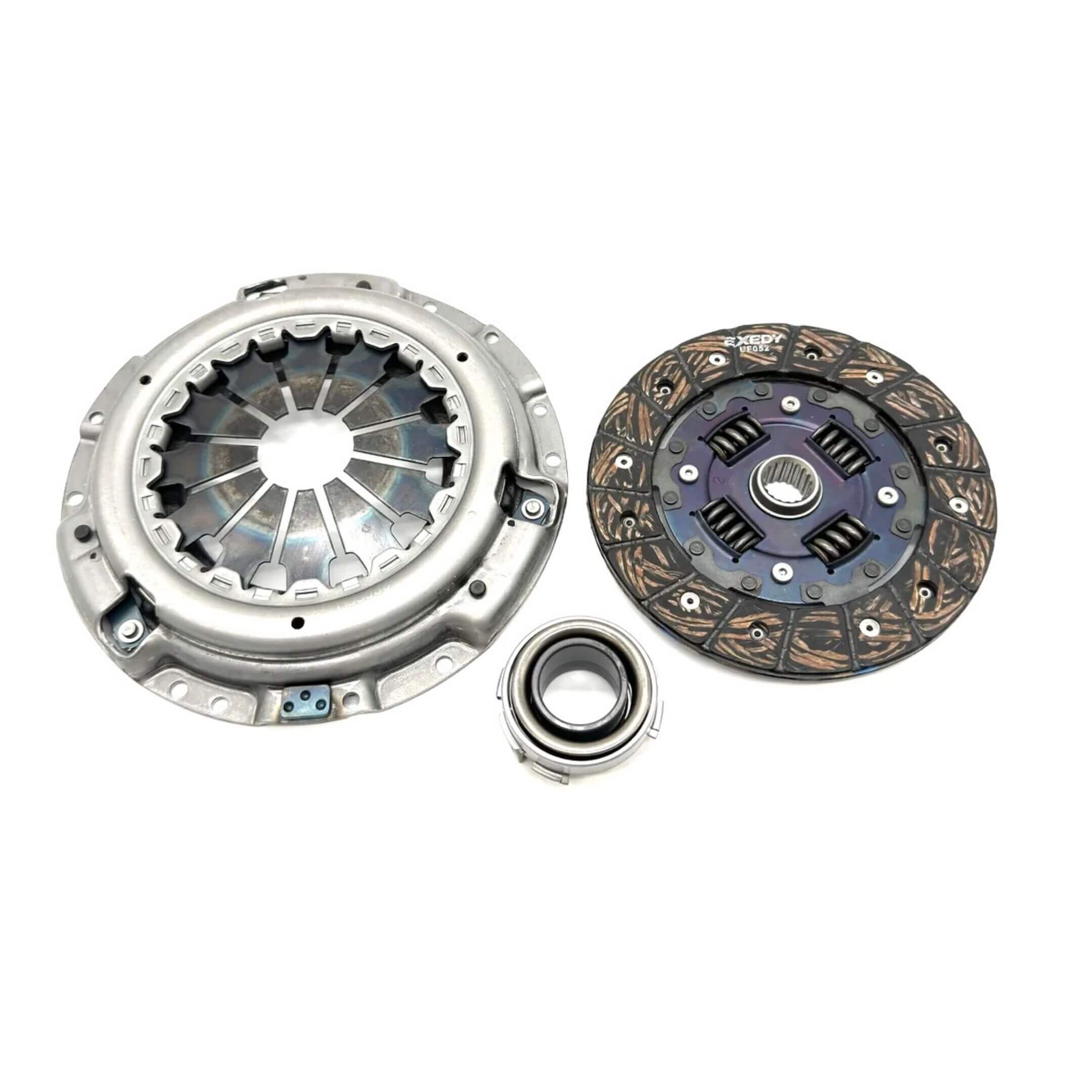 Exedy Clutch Kit for Subaru Sambar Wagon TW1, TW2 Models 1999-2012, featuring a durable metallic and composite design with pressure plate, clutch disc, and release bearing.