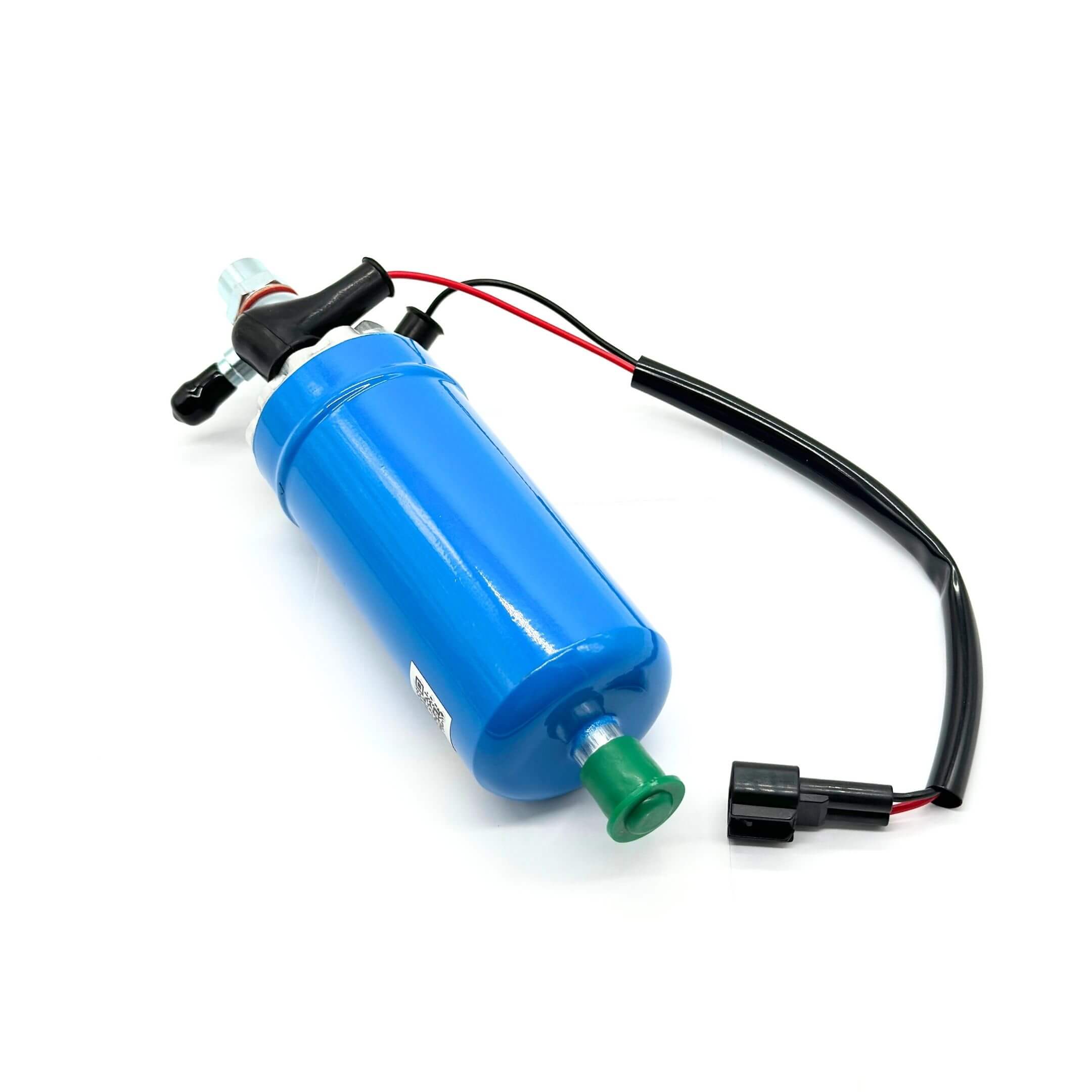 Blue aftermarket fuel pump for Subaru Sambar Truck TT1, TT2 models (1999-2012) with wiring connectors.
