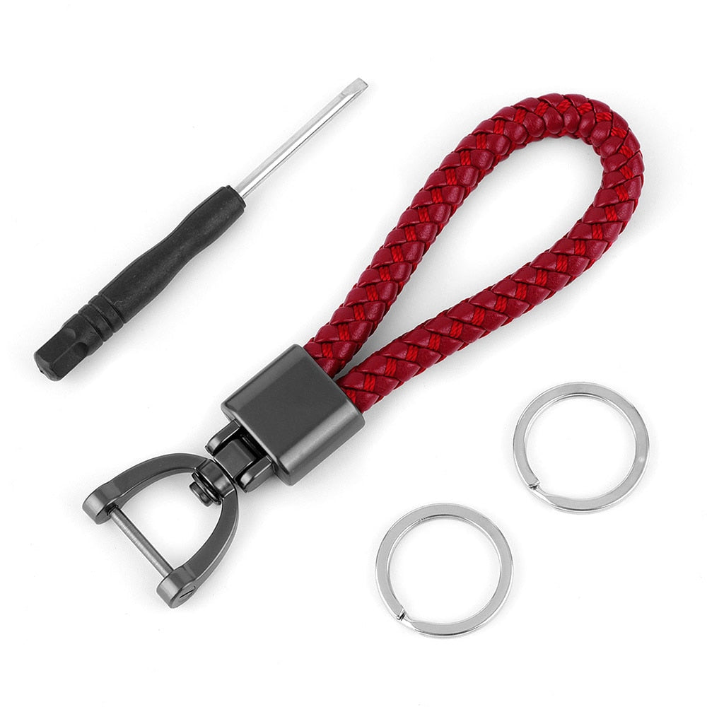 Deep Red Rotatable Horseshoe Buckle Keychain