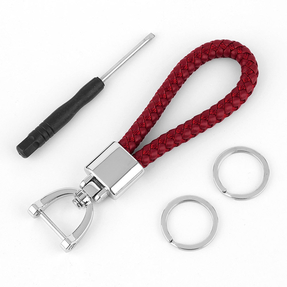 Deep Red Rotatable Horseshoe Buckle Keychain
