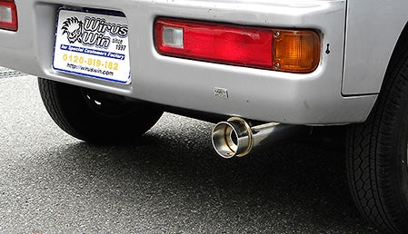 Wirus Win Compact Muffler Racing Type, stainless steel exhaust for Honda Acty Van HH5 models 1999-2010, featuring sleek design and high-performance construction.