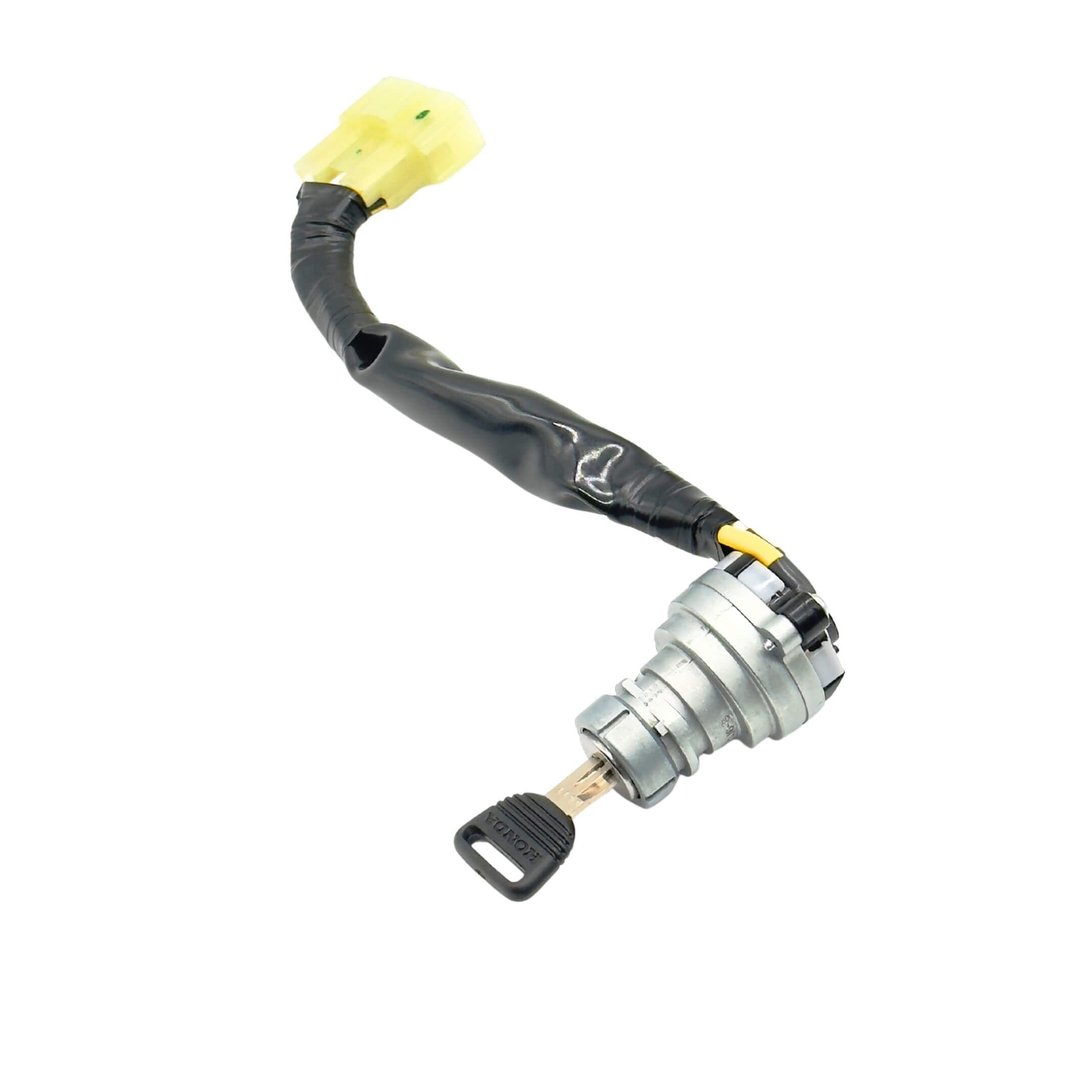 Ignition Switch Assembly with Key Cylinder for Honda Acty Truck Models HA3, HA4 (1990-1999) featuring a durable metal construction and attached wiring harness.