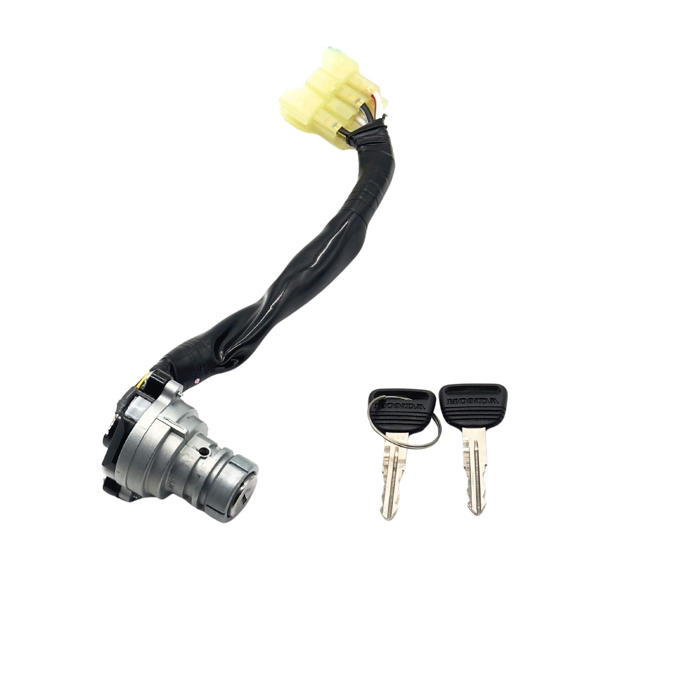 Ignition Switch Assembly with Key Cylinder for Honda Acty Van Models HH3, HH4 (1990-1999) featuring a durable wiring harness and two keys.