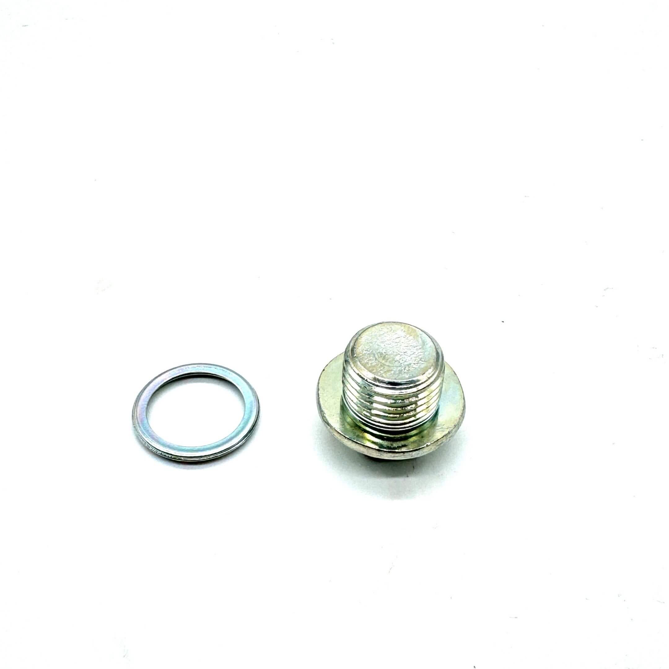 Oil Drain Plug for Subaru Sambar Van TV1, TV2 Models 1999-2012, silver metal with washer.