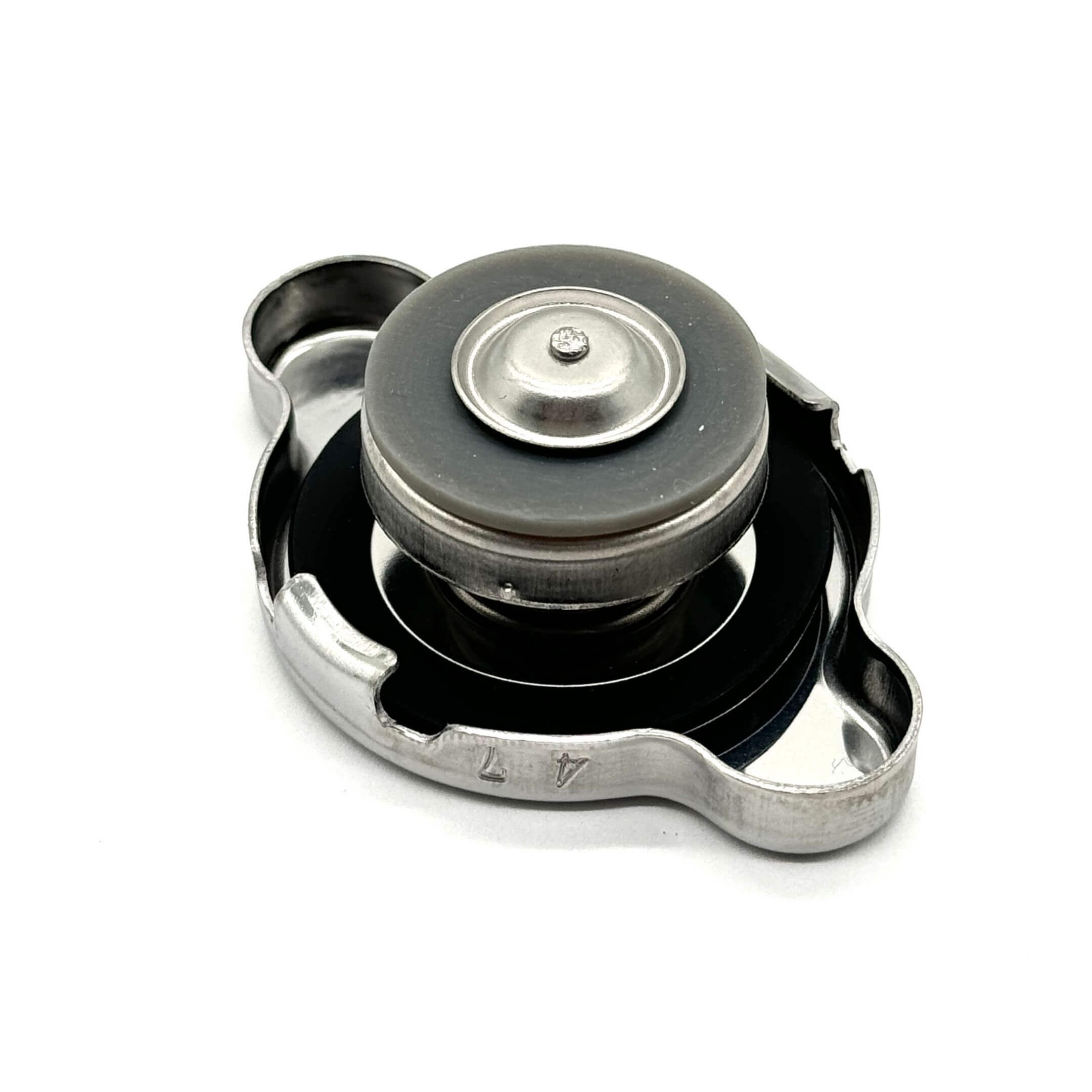 Aftermarket radiator cap for Subaru Sambar Truck TT1, TT2 models (1999-2012), featuring a durable silver metal design.