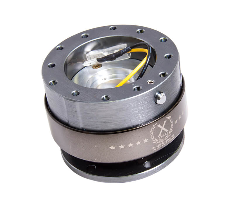 NRG Quick Release Adapter - Gun Metal Body with Titanium Chrome Ring - Gen 2.0 - SRK-200GM - Close-up View