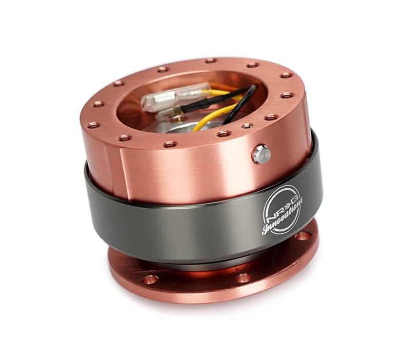 NRG Quick Release Adapter Rose Blush Body with Titanium Chrome Ring - Gen 2.0 SRK-200RB, featuring a sleek rose blush design, high-quality build, and ergonomic installation for Japanese mini trucks