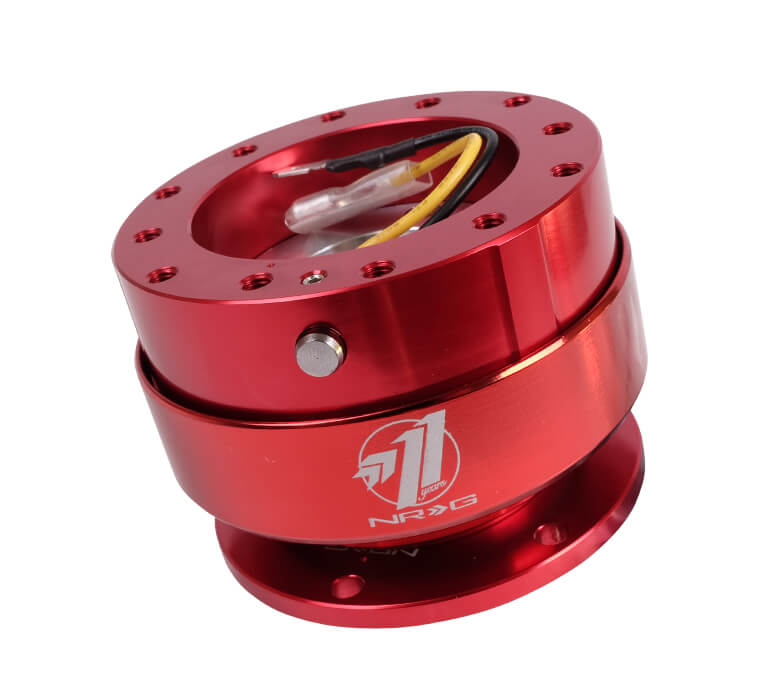 NRG Quick Release Adapter Red Body with Red Ring - Gen 2.0 SRK-200RD, featuring a sleek red design, high-quality build, and ergonomic installation for Japanese mini trucks