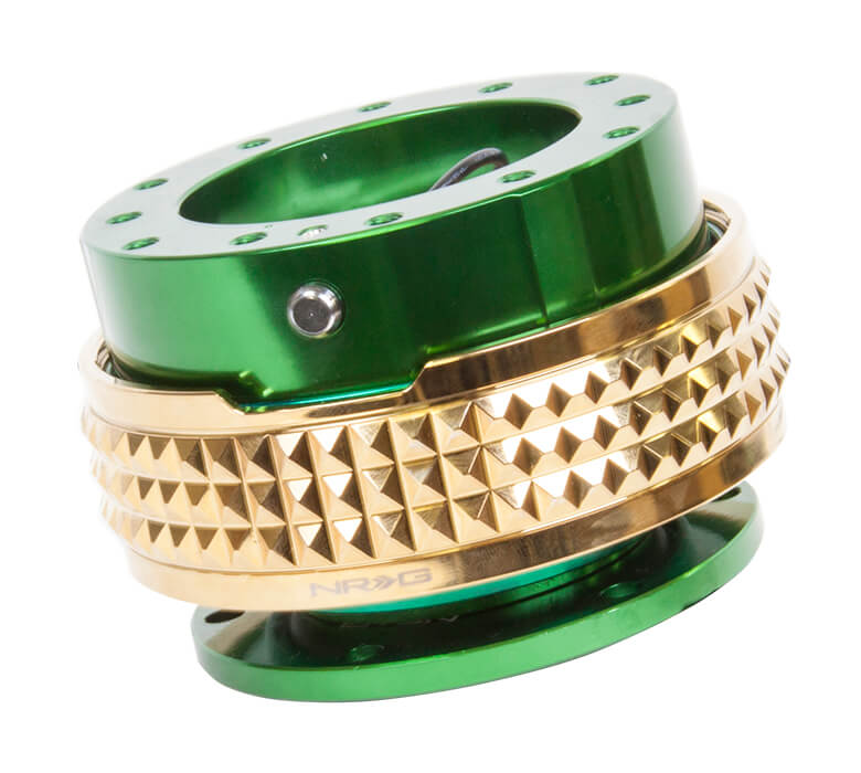 NRG Quick Release Kit- Green Body / Chrome Gold Pyramid Ring - 2.1 Pyramid Series - SRK-210GN-CG
