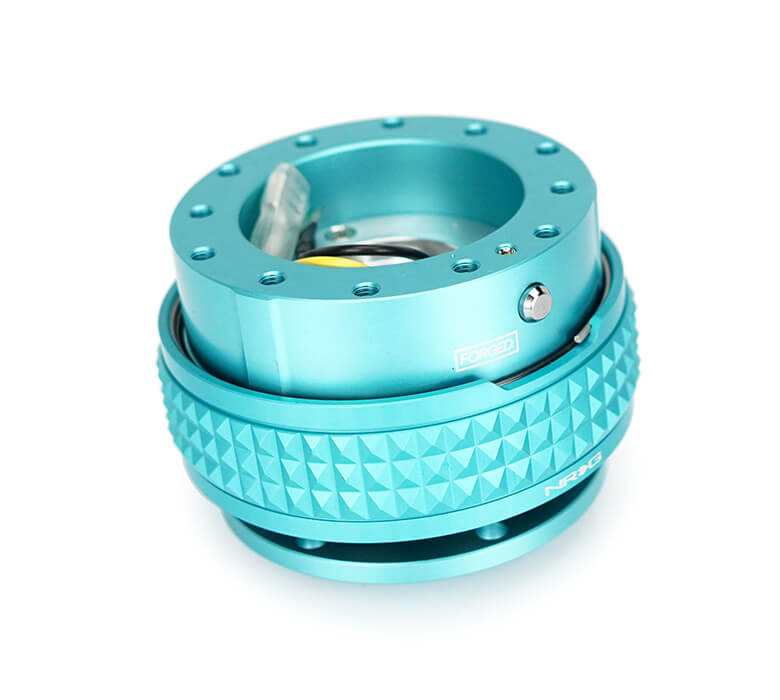 NRG Quick Release Kit Minty Fresh Body with Minty Fresh Pyramid Ring - 2.1 Pyramid Series SRK-210MF, top view highlighting precision engineering and durable materials