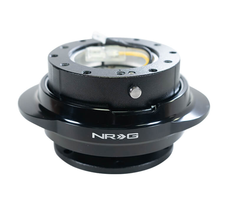 NRG Quick Release Kit with Black Body and Shiny Black Oval Ring - 2.1 Pyramid Series - SRK-220BK, showcasing a sleek black finish with a glossy oval-shaped ring.
