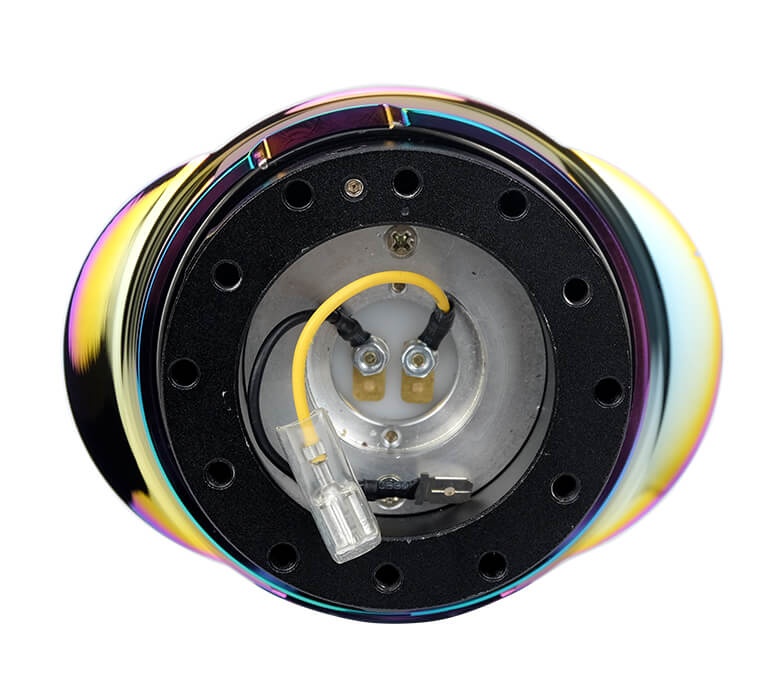 Top view of NRG Quick Release Kit with Black Body and Shinny Multicolor Oval Ring, Gen 2.2 Model SRK-220BK/MC