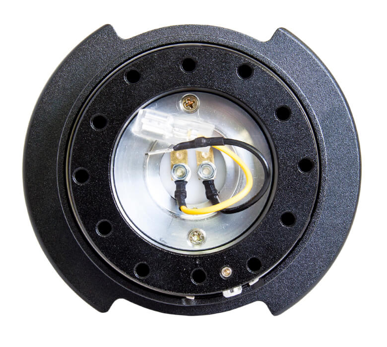 Top view of the NRG Quick Release Kit SRK-250BK - Black Body with Black Ring and finger grooves, showing the detailed engineering and ergonomic design.