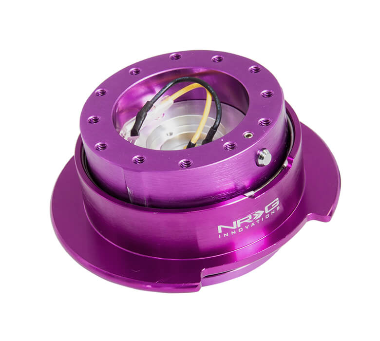 NRG Quick Release Kit SRK-250PP featuring a vibrant purple body with a matching purple ring, Gen 2.5, highlighting its stylish design and superior craftsmanship.